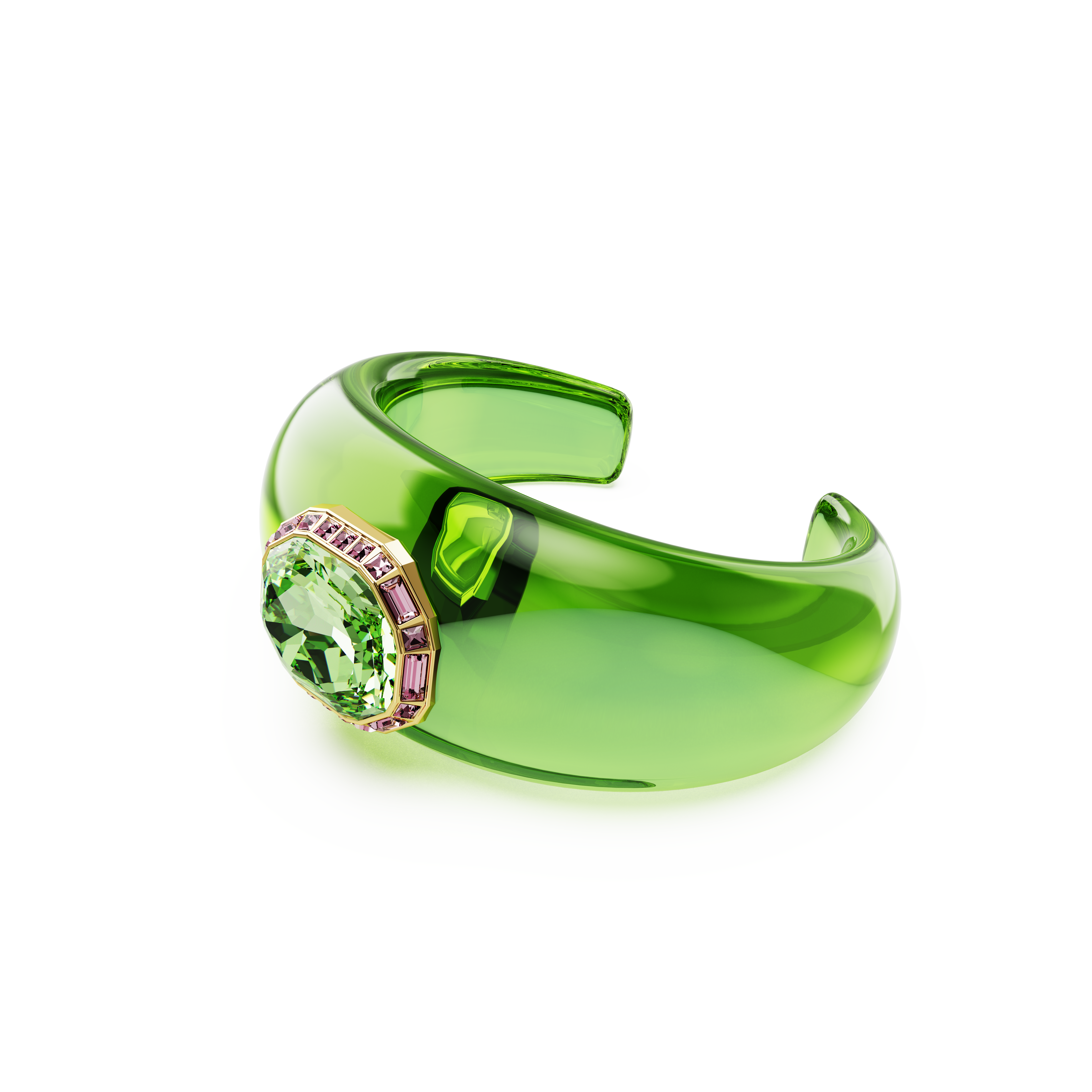 Swarovski Dulcis cuff, Octagon cut, Green, Gold-tone plated 5723512