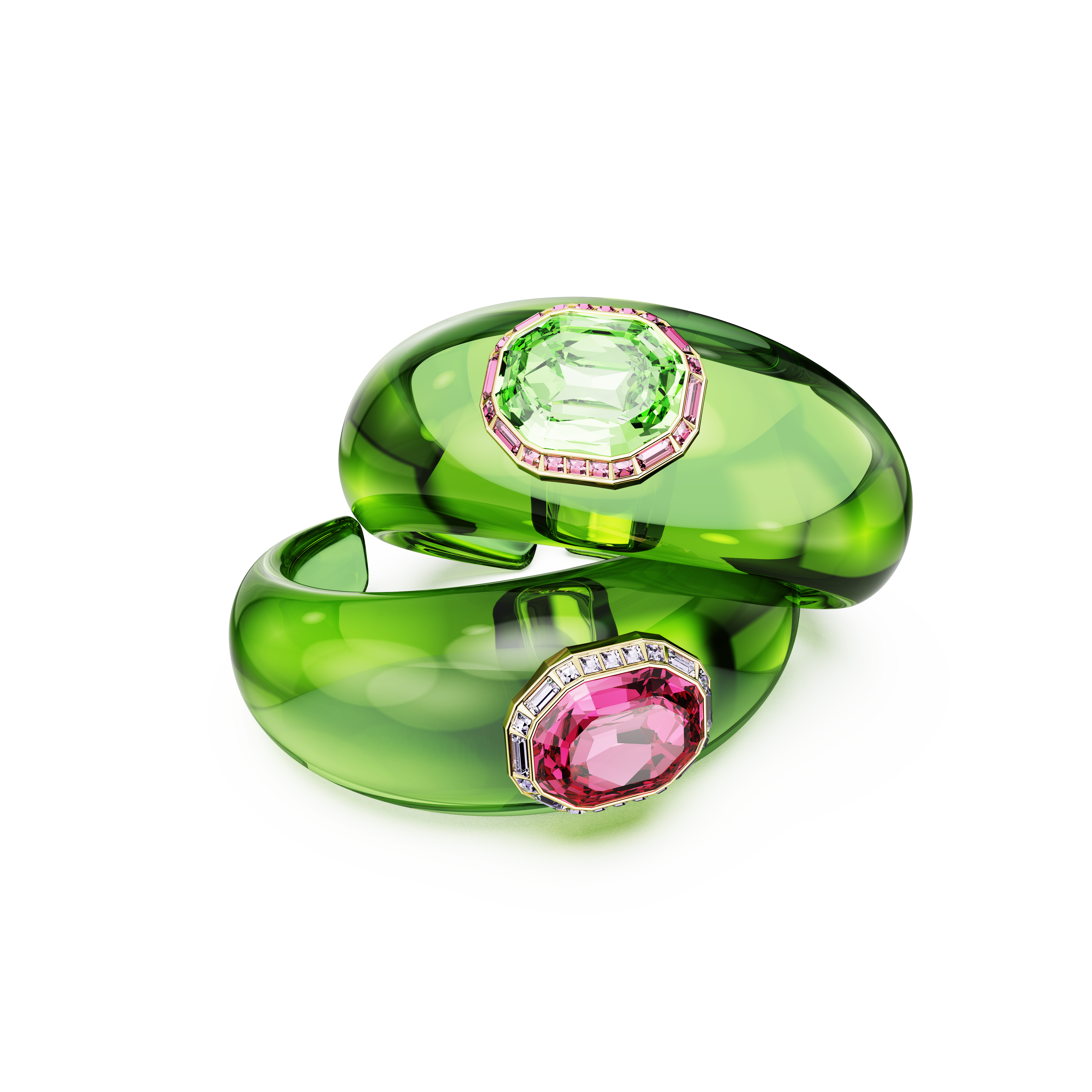Swarovski Dulcis cuff, Set (2), Octagon cut, Pavé, Multicolored, Gold-tone plated 5723515