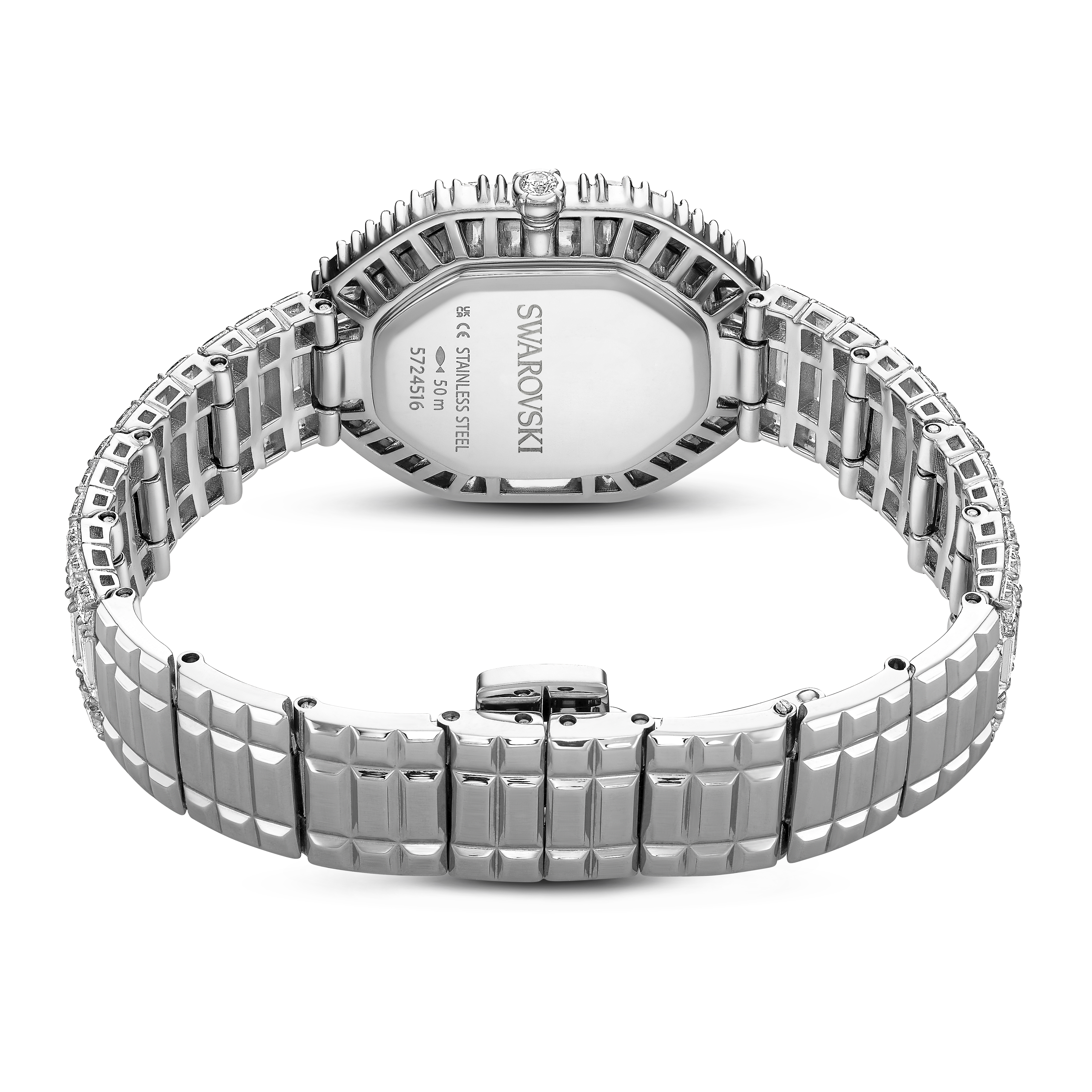 Swarovski Matrix octagon watch, Baguette cut, Metal bracelet, Silver tone, Stainless steel 5724516