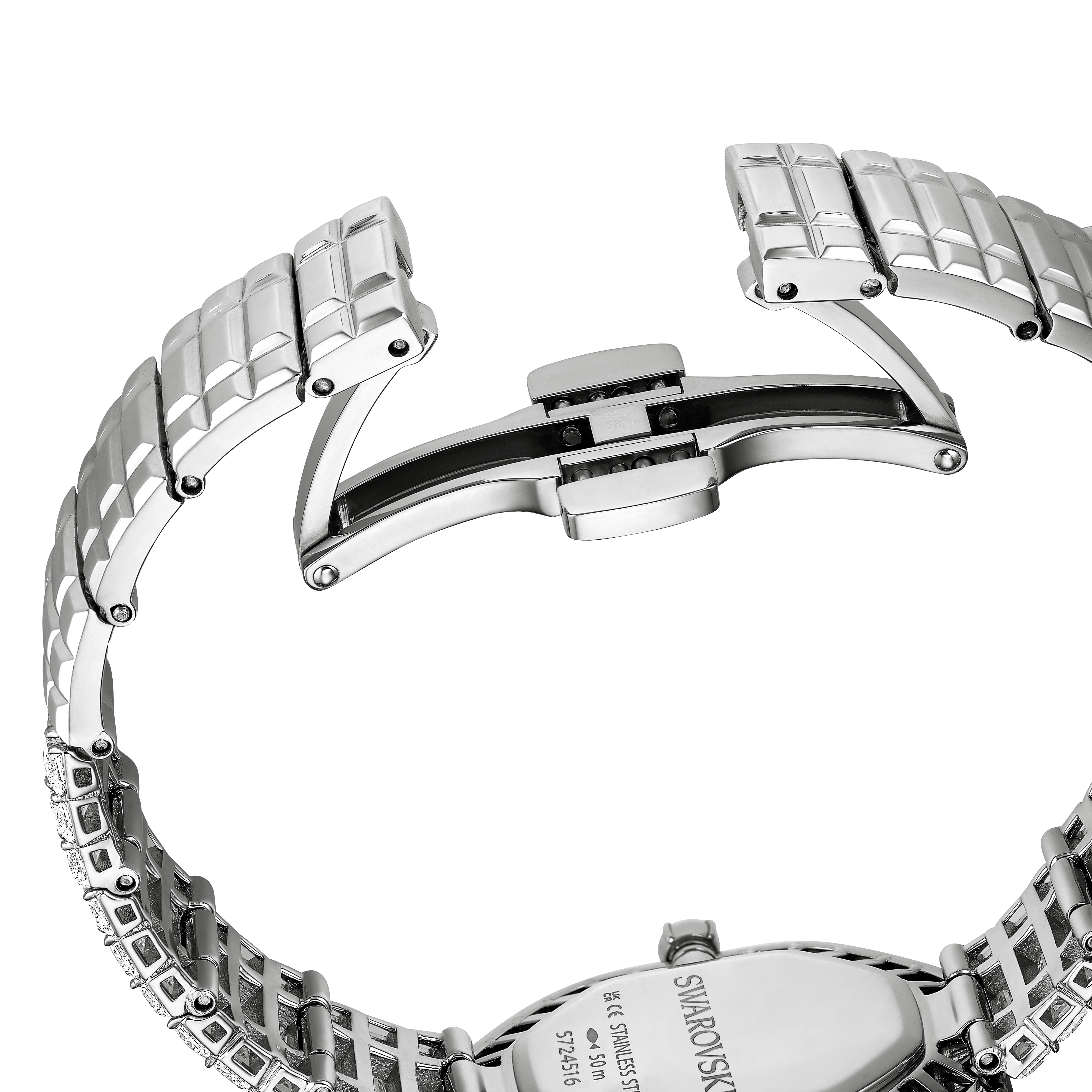 Swarovski Matrix octagon watch, Baguette cut, Metal bracelet, Silver tone, Stainless steel 5724516