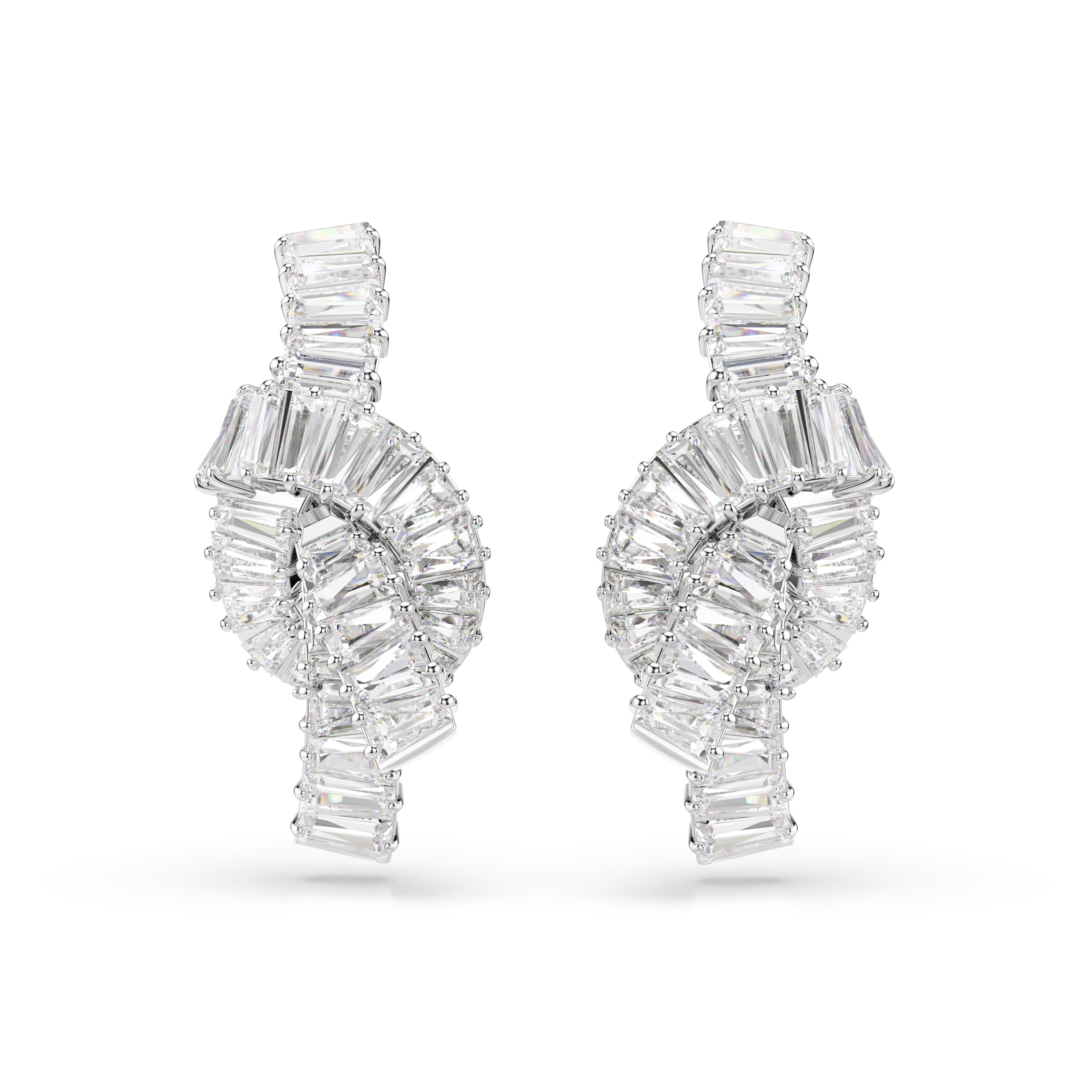Swarovski Matrix earrings, Baguette cut, Knot, White, Rhodium plated 5727040