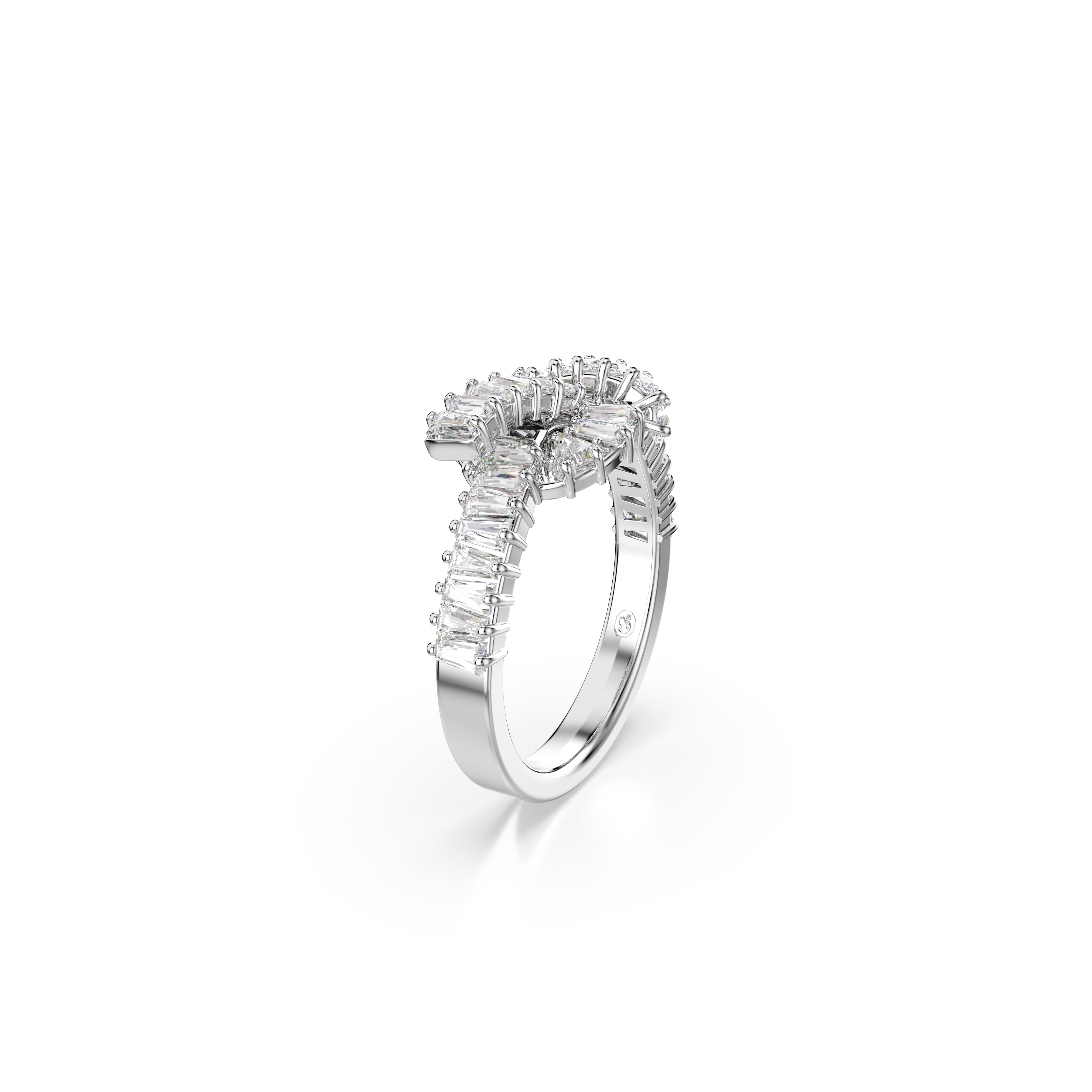 Swarovski Matrix ring, Baguette cut, Knot, White, Rhodium plated 5727112