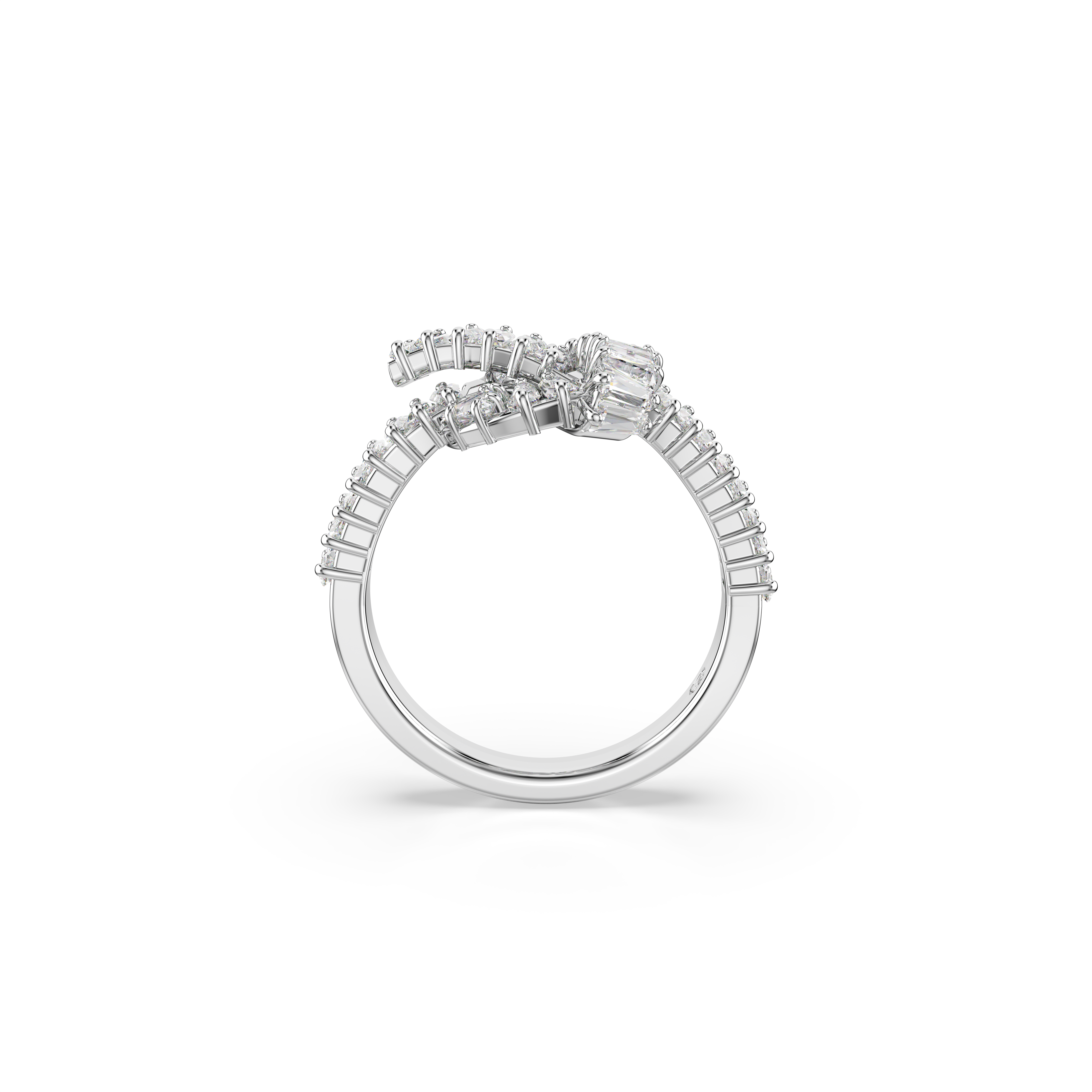 Swarovski Matrix ring, Baguette cut, Knot, White, Rhodium plated 5727119