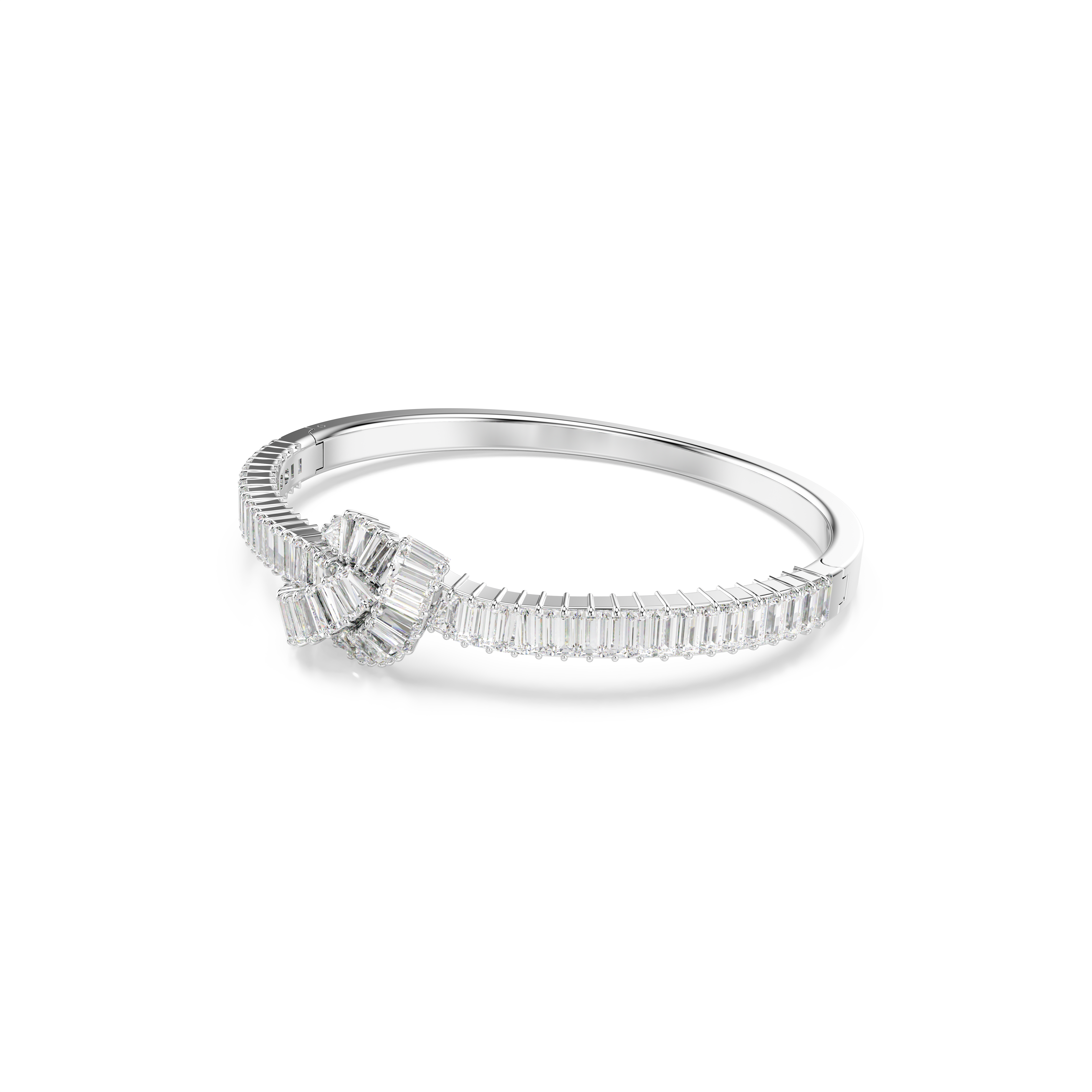 Swarovski Matrix bangle, Baguette cut, Knot, White, Rhodium plated 5727120
