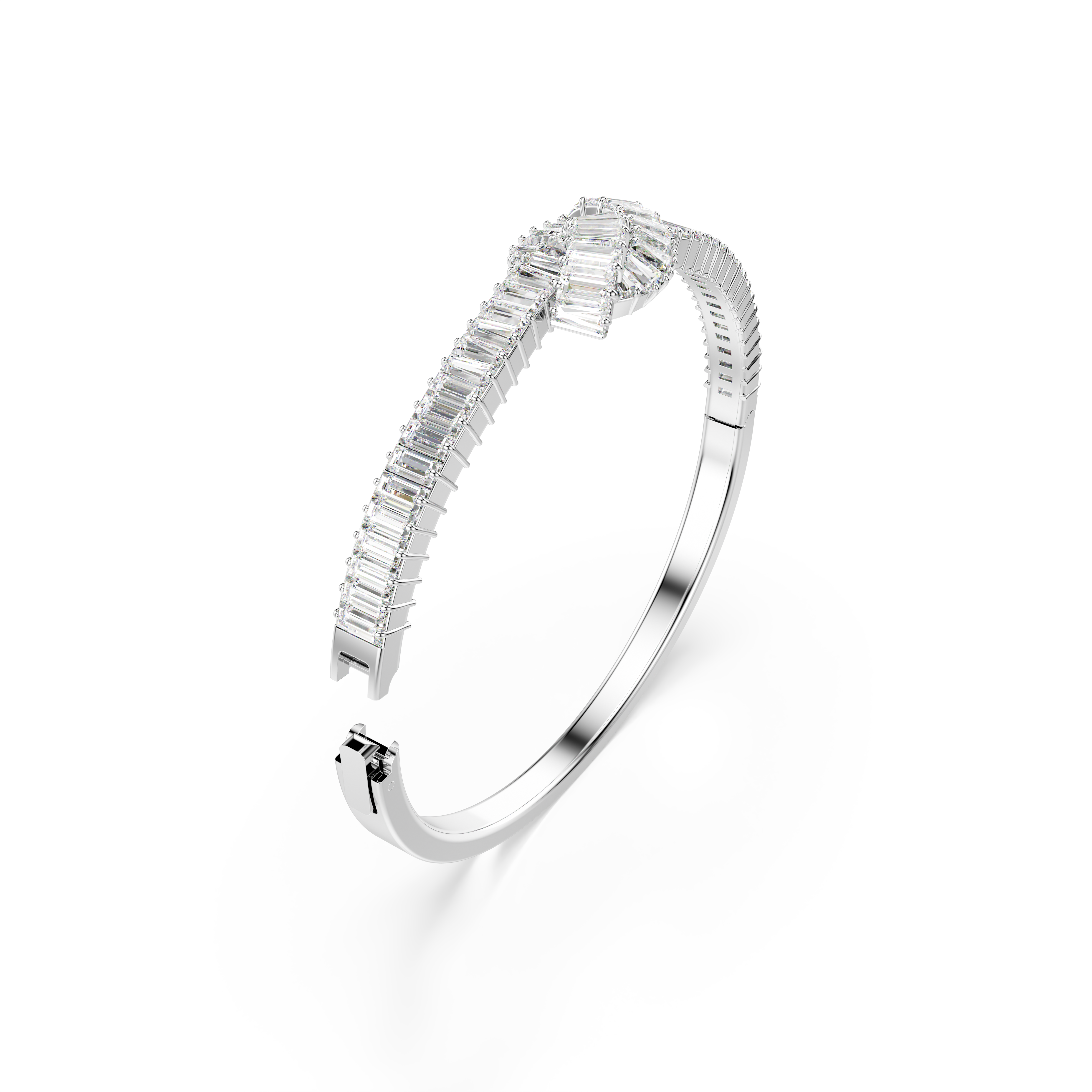 Swarovski Matrix bangle, Baguette cut, Knot, White, Rhodium plated 5727120