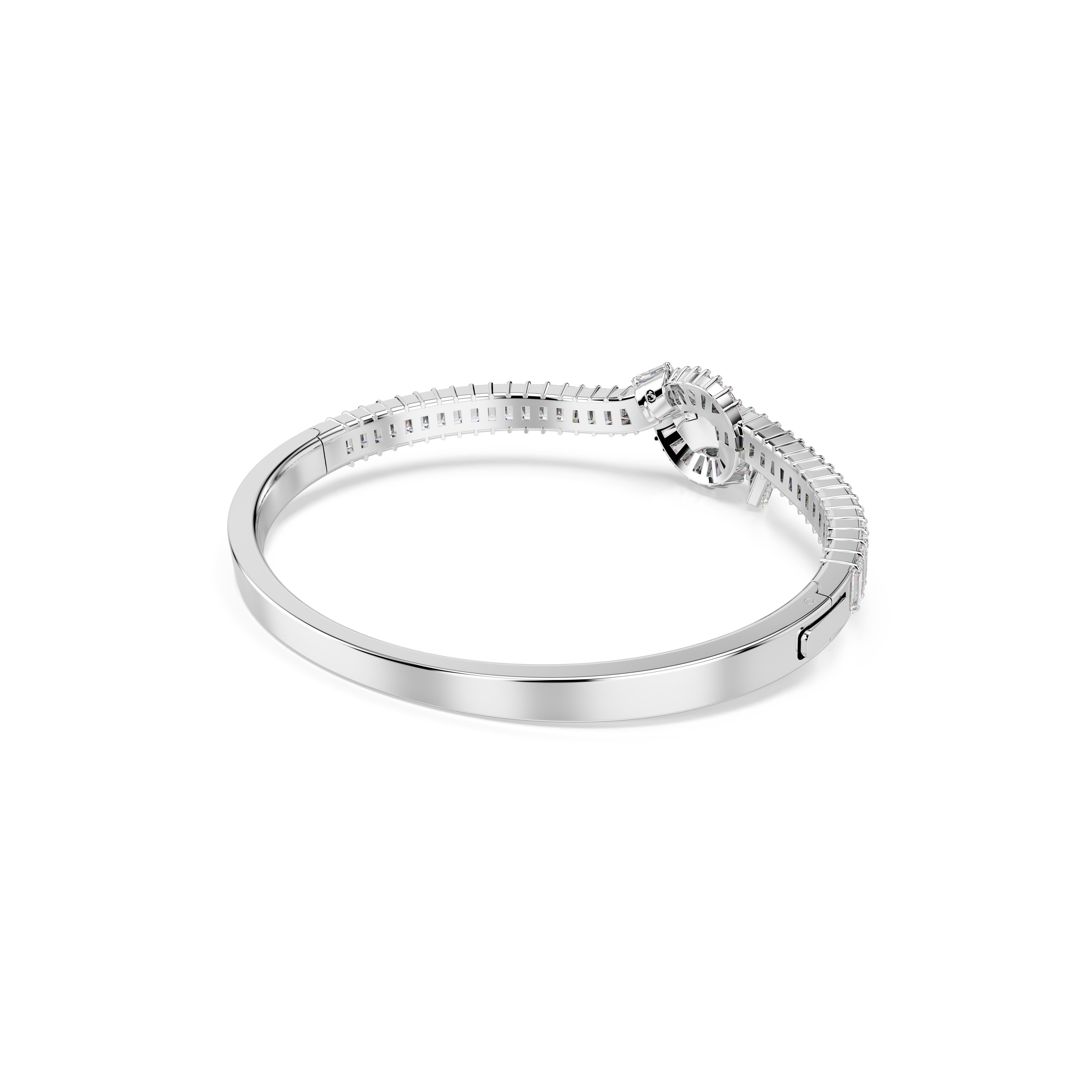 Swarovski Matrix bangle, Baguette cut, Knot, White, Rhodium plated 5727120