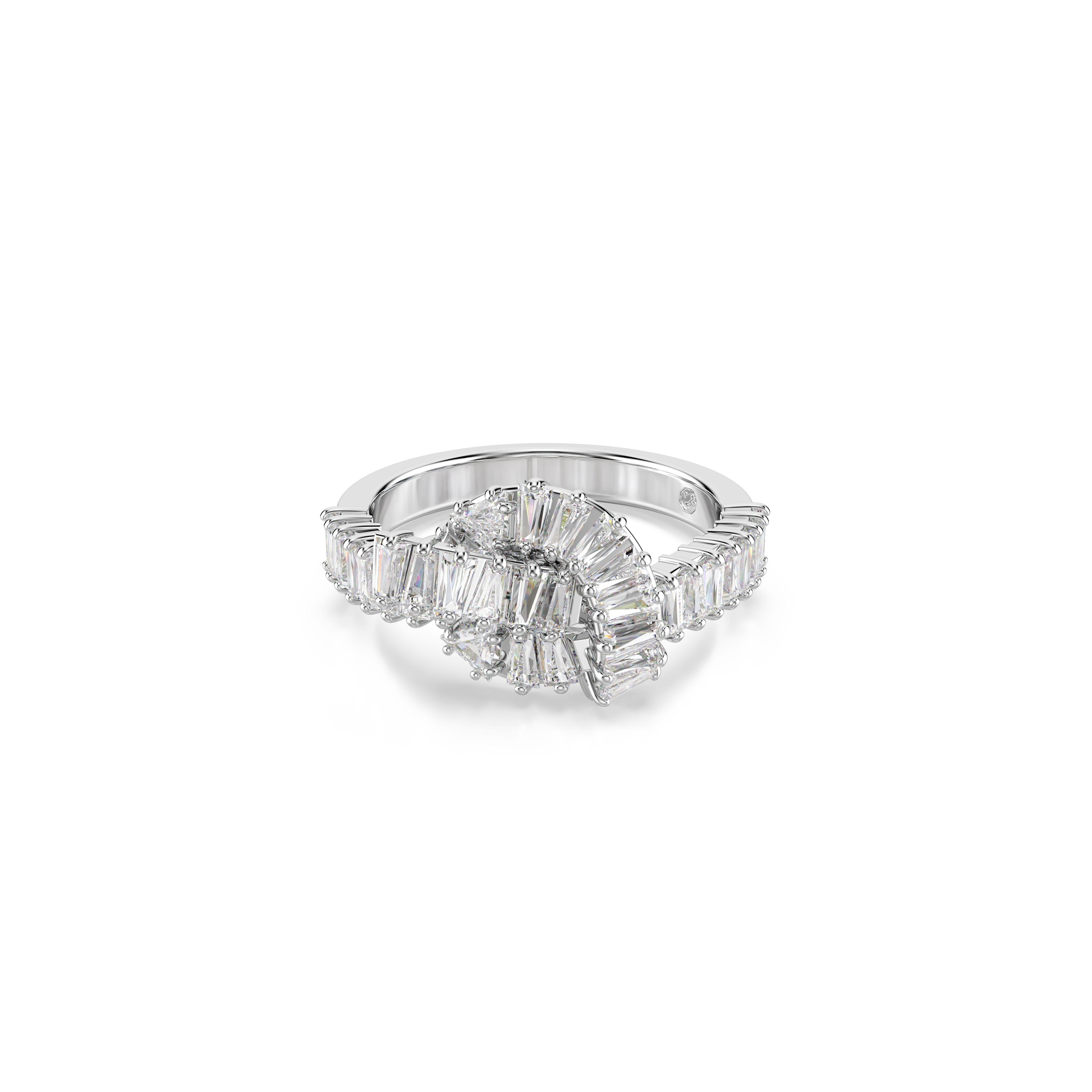 Swarovski Matrix ring, Baguette cut, Knot, White, Rhodium plated 5727122