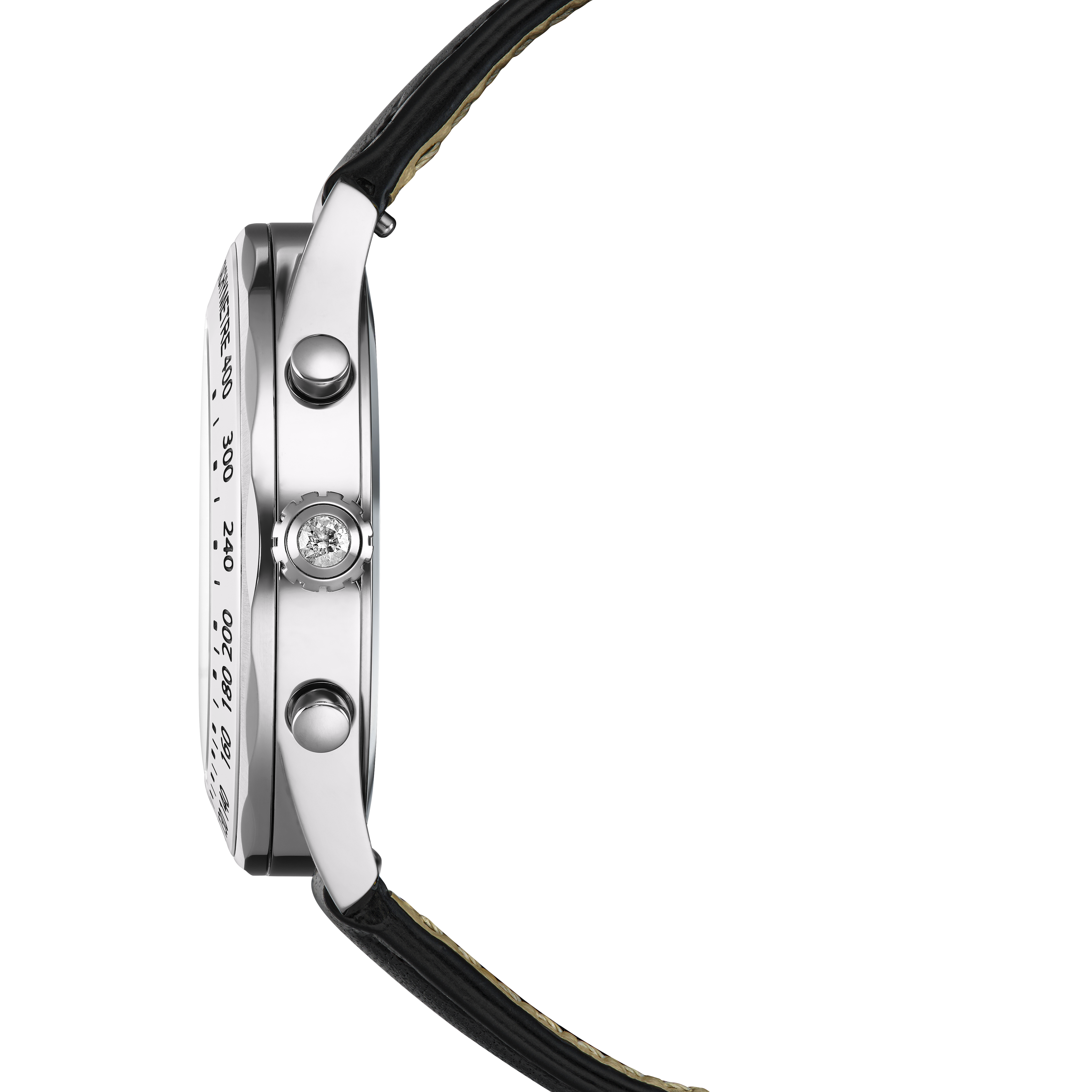 Swarovski Dextera tachymetre watch, Swiss Made, Leather strap, Silver tone, Stainless steel 5728378