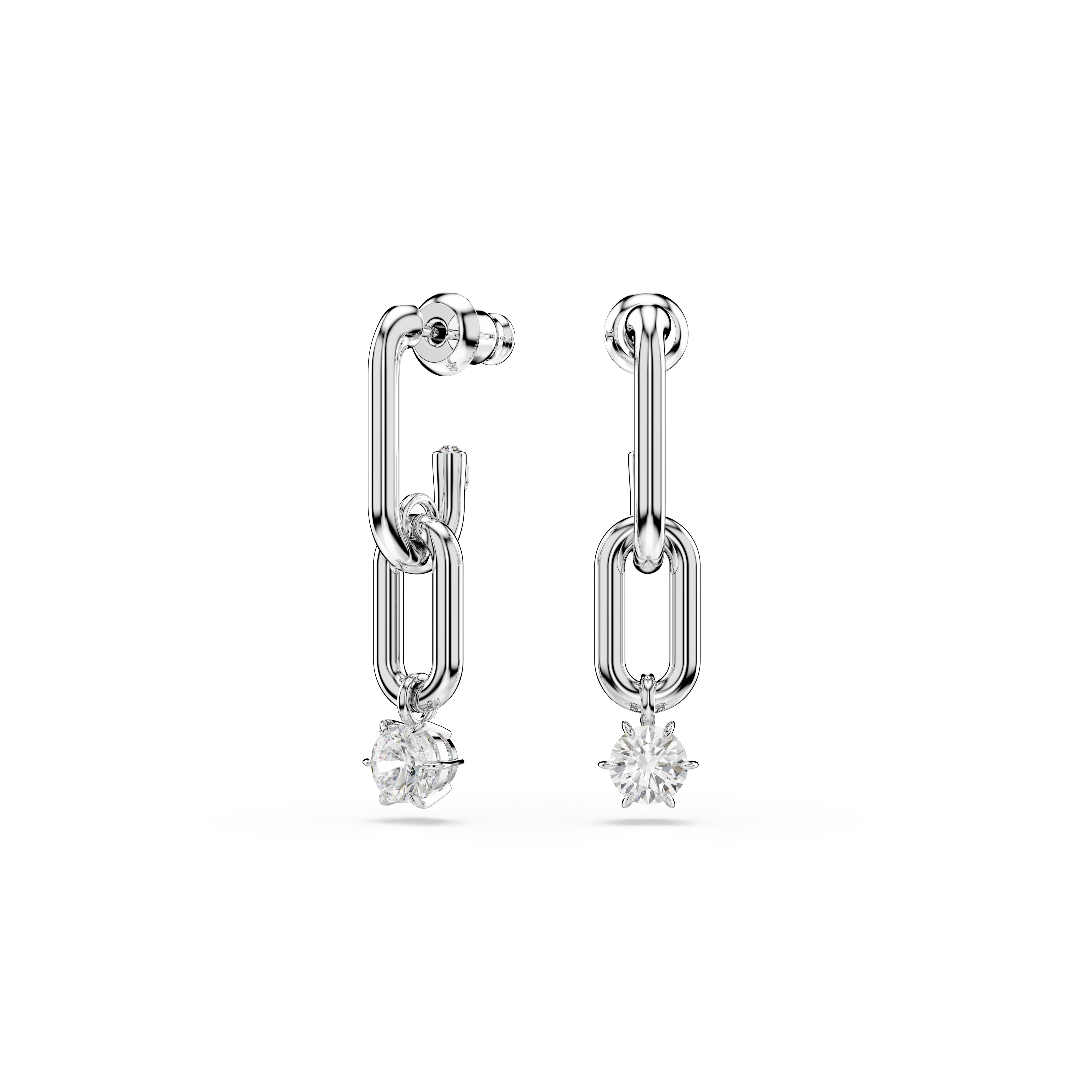 Swarovski Constella drop earrings, Round cut, White, Rhodium plated 5728584