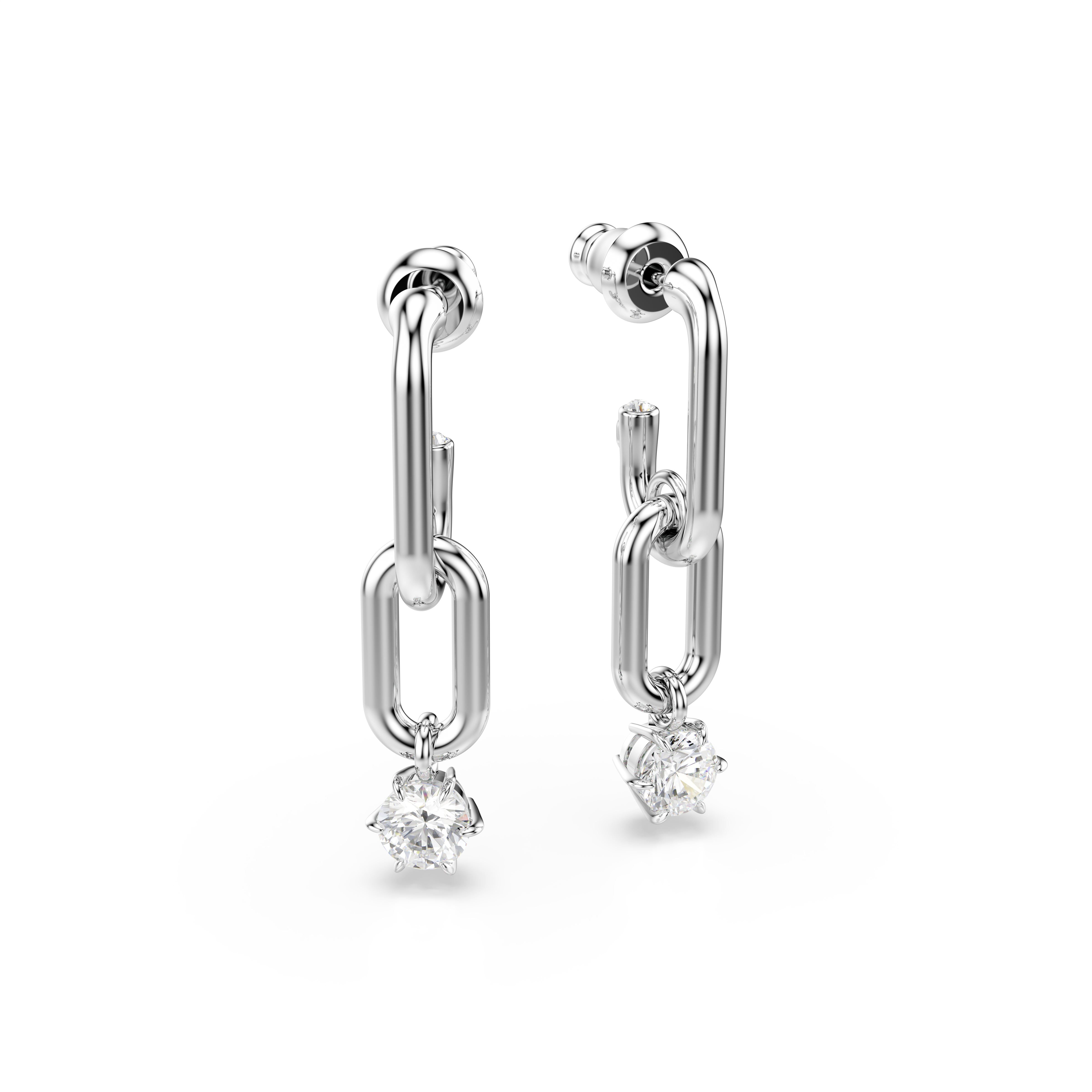 Swarovski Constella drop earrings, Round cut, White, Rhodium plated 5728584