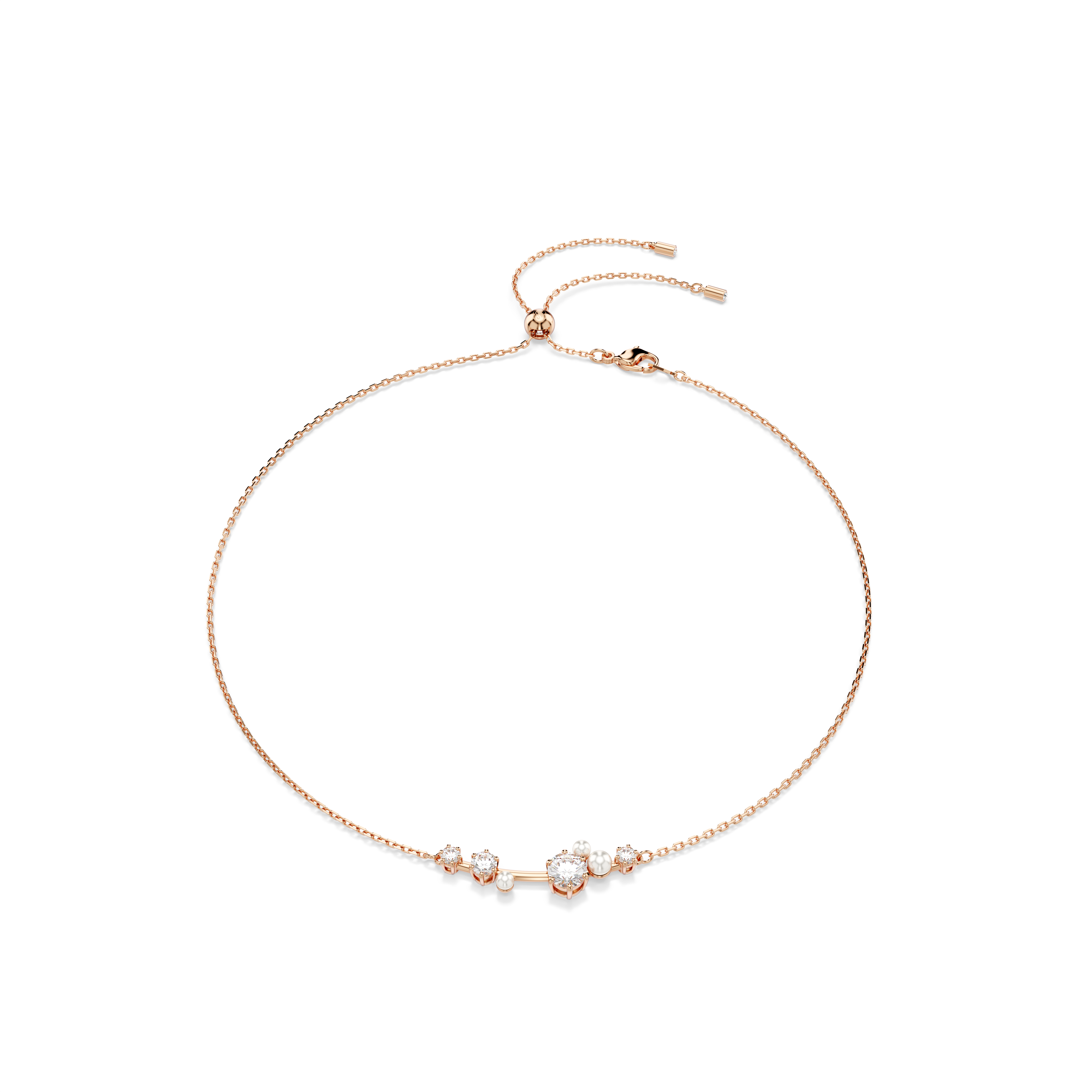 Swarovski Constella necklace, Crystal pearl, Round cuts, White, Rose gold-tone plated 5729504
