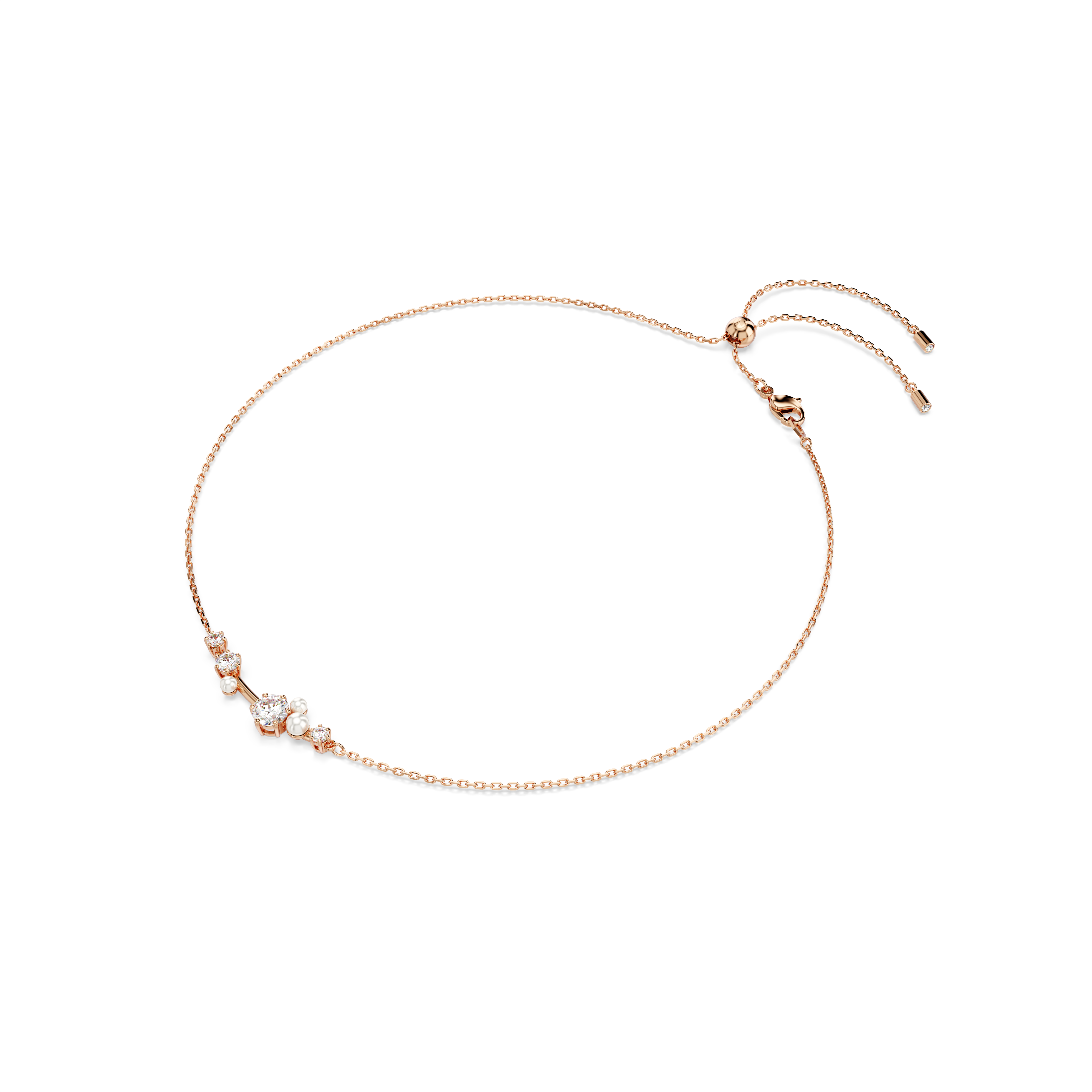 Swarovski Constella necklace, Crystal pearl, Round cuts, White, Rose gold-tone plated 5729504