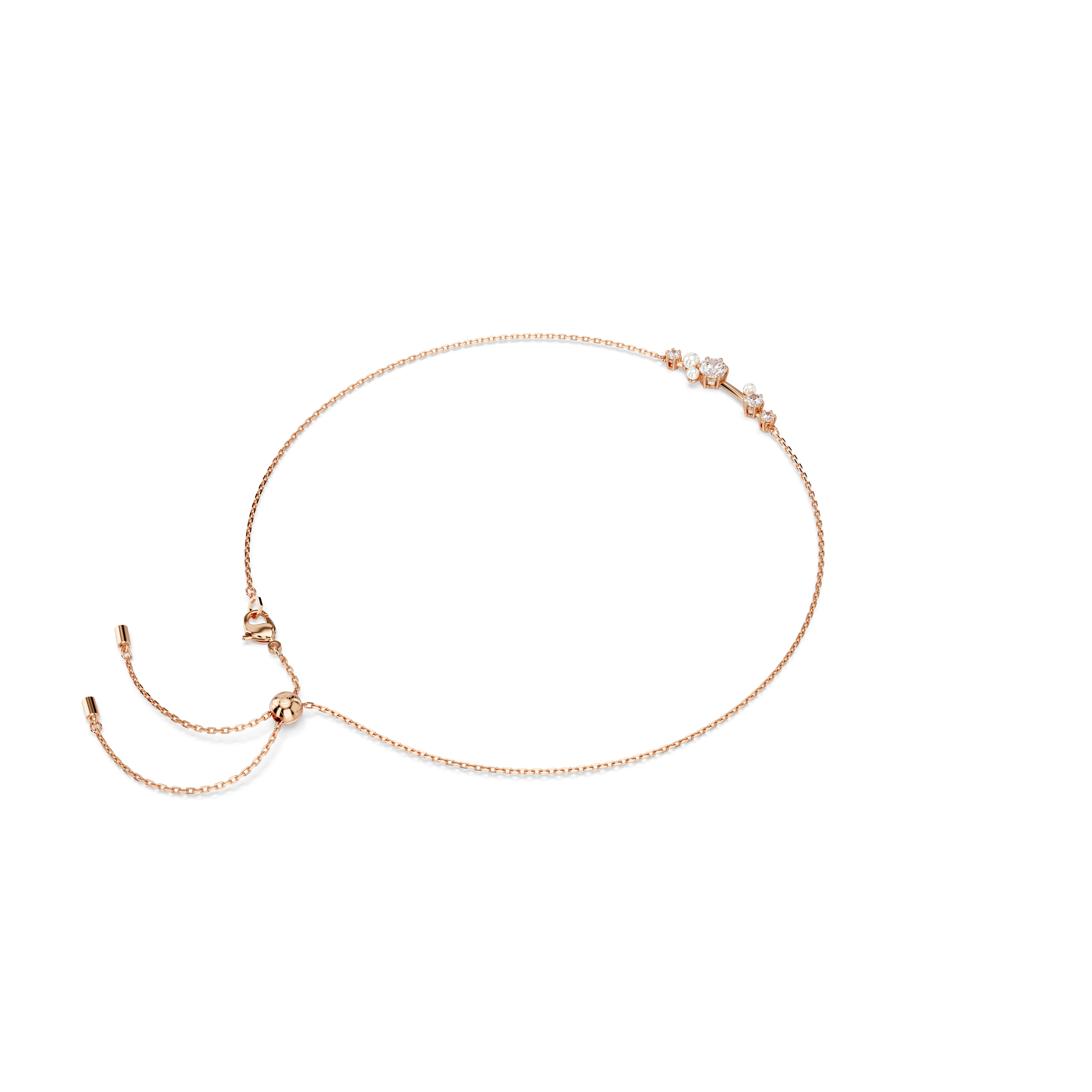 Swarovski Constella necklace, Crystal pearl, Round cuts, White, Rose gold-tone plated 5729504