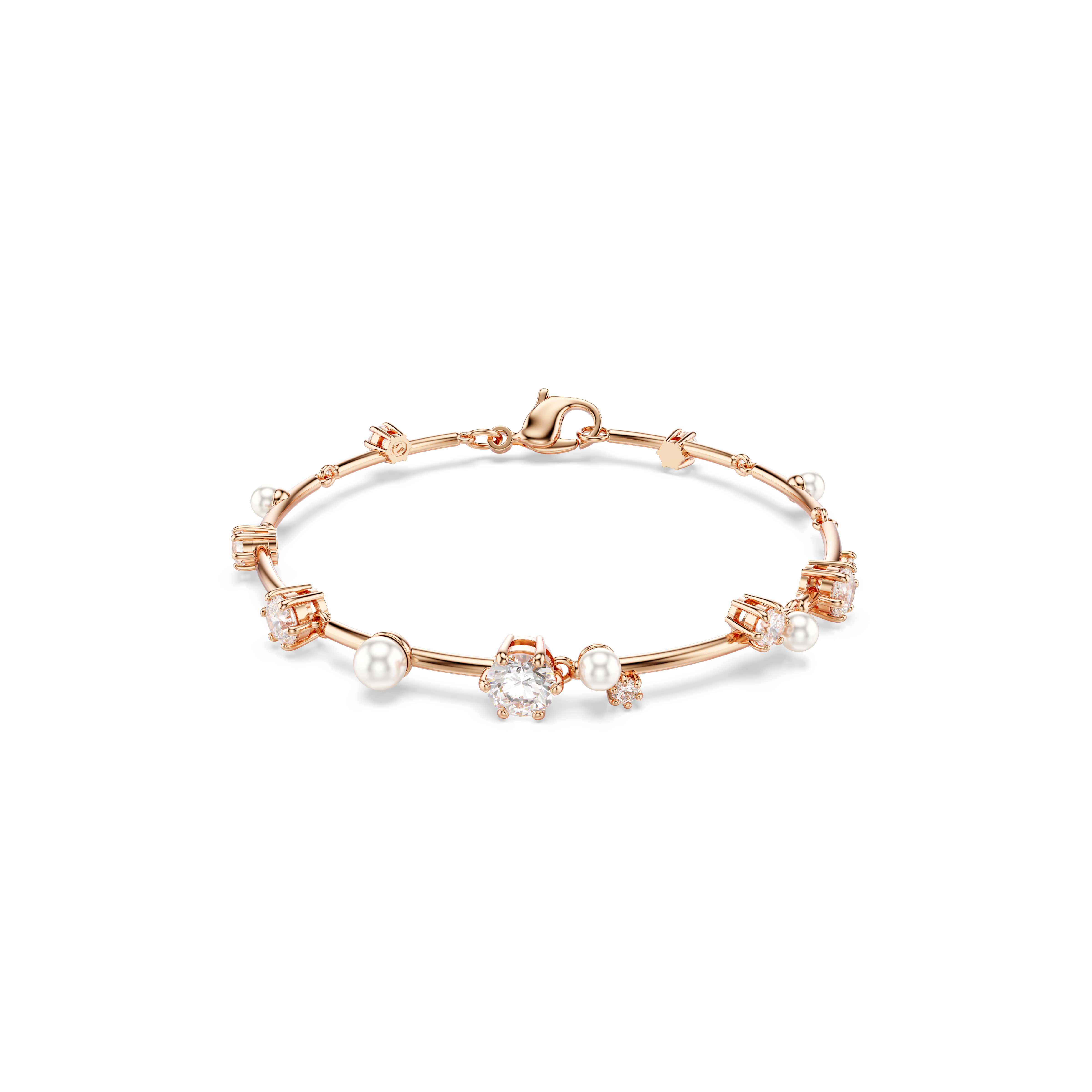 Swarovski Constella bracelet, Crystal pearl, Round cuts, White, Rose gold-tone plated 5729505