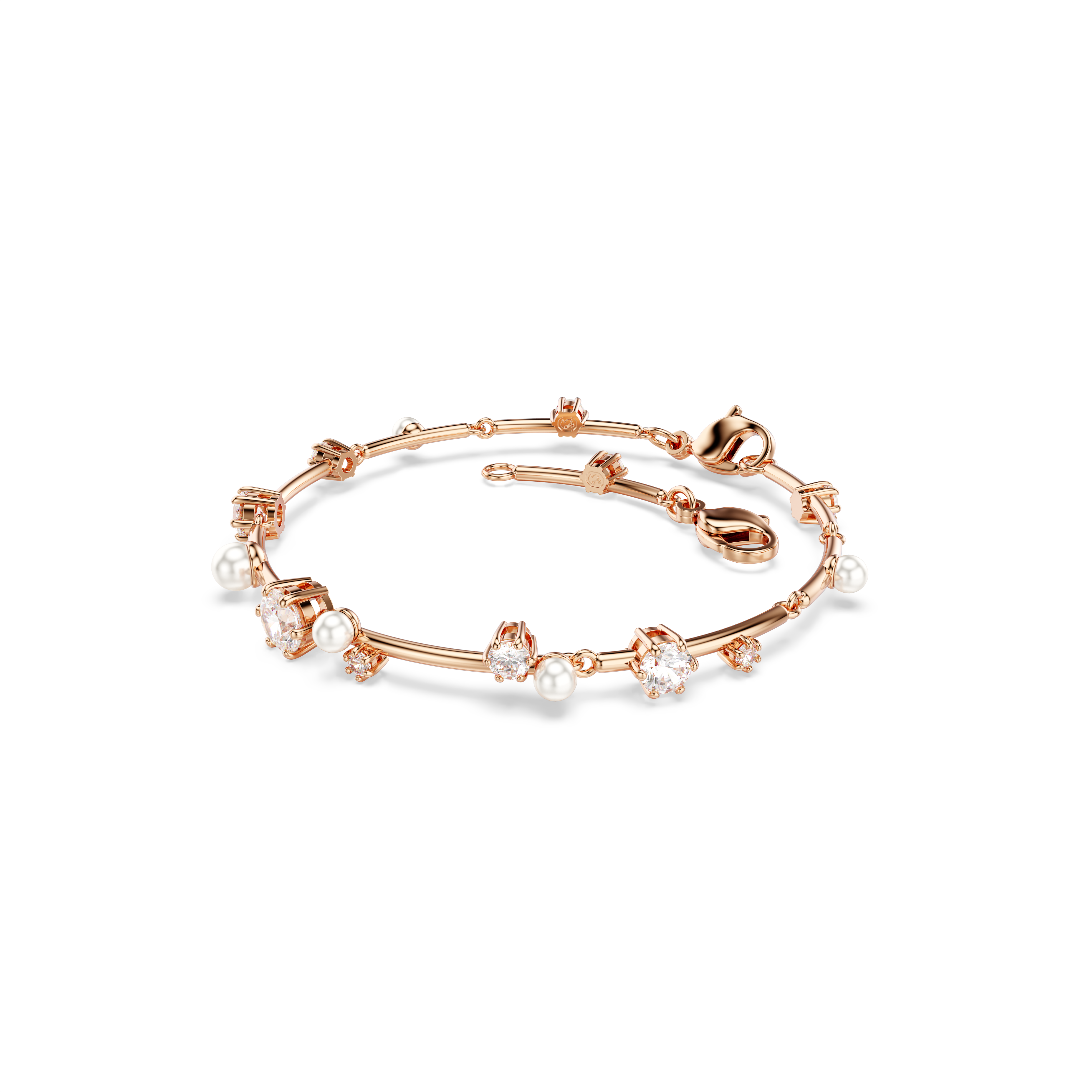 Swarovski Constella bracelet, Crystal pearl, Round cuts, White, Rose gold-tone plated 5729505