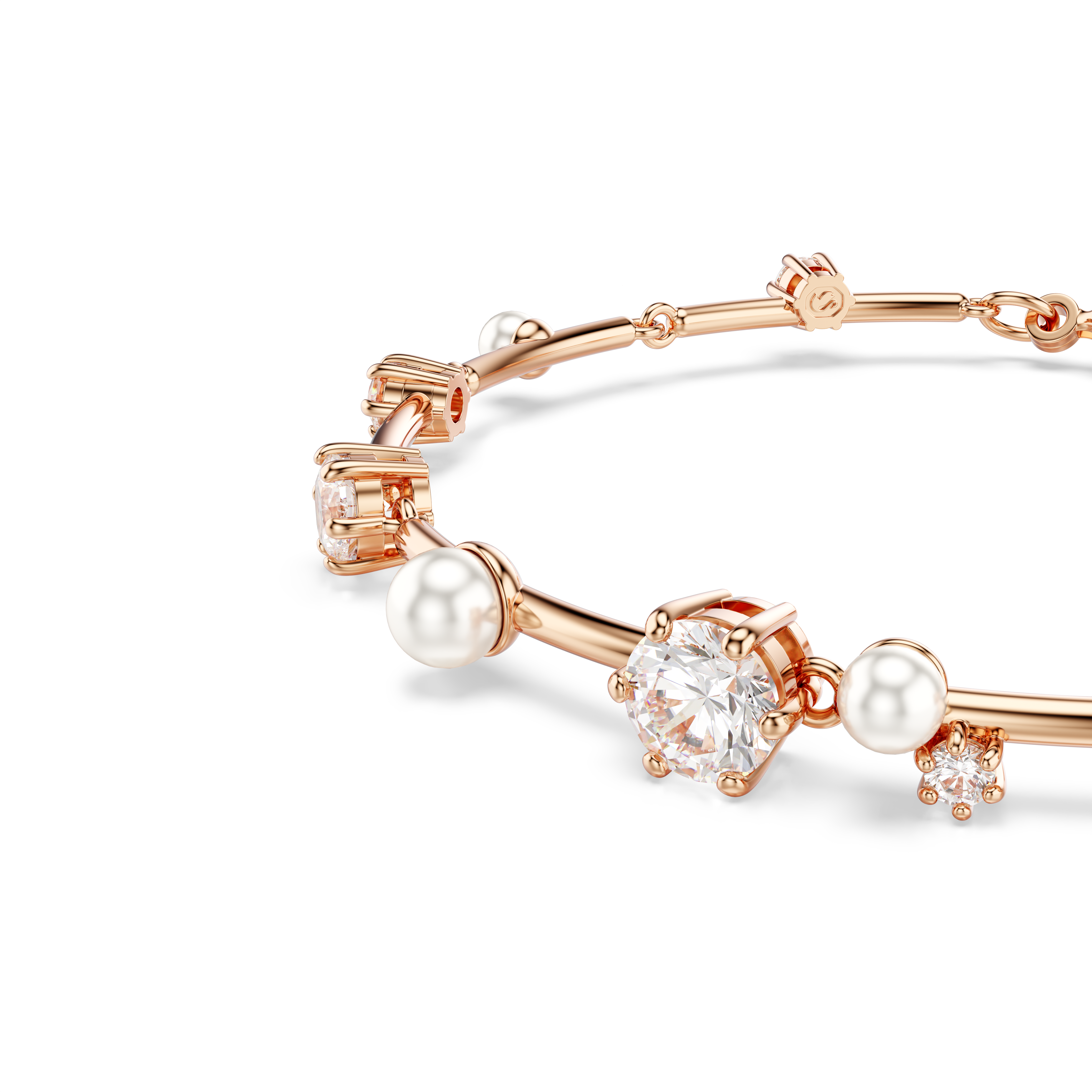 Swarovski Constella bracelet, Crystal pearl, Round cuts, White, Rose gold-tone plated 5729505