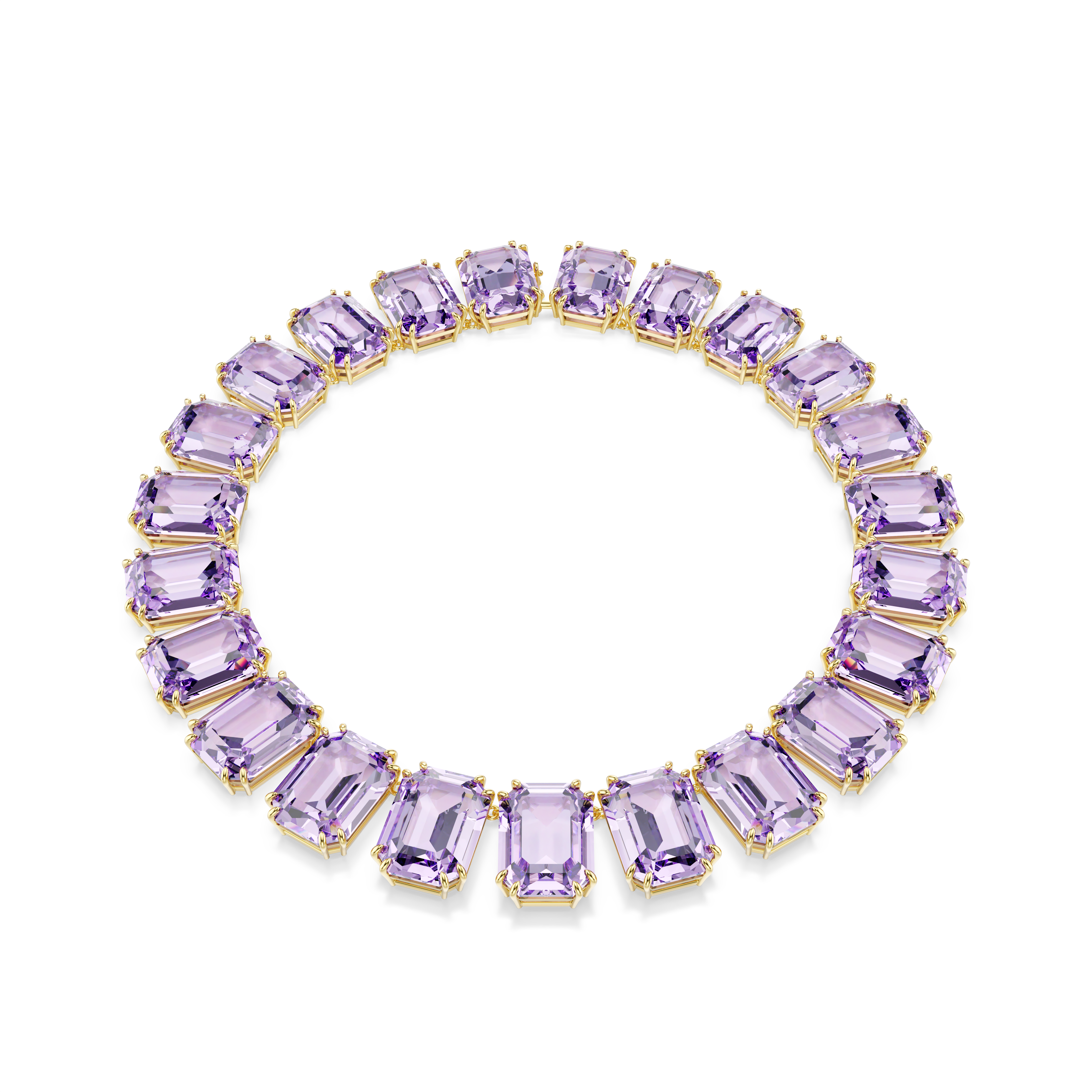 Swarovski Millenia necklace, Oversized crystals, Octagon cut, Purple, Gold-tone plated 5730323