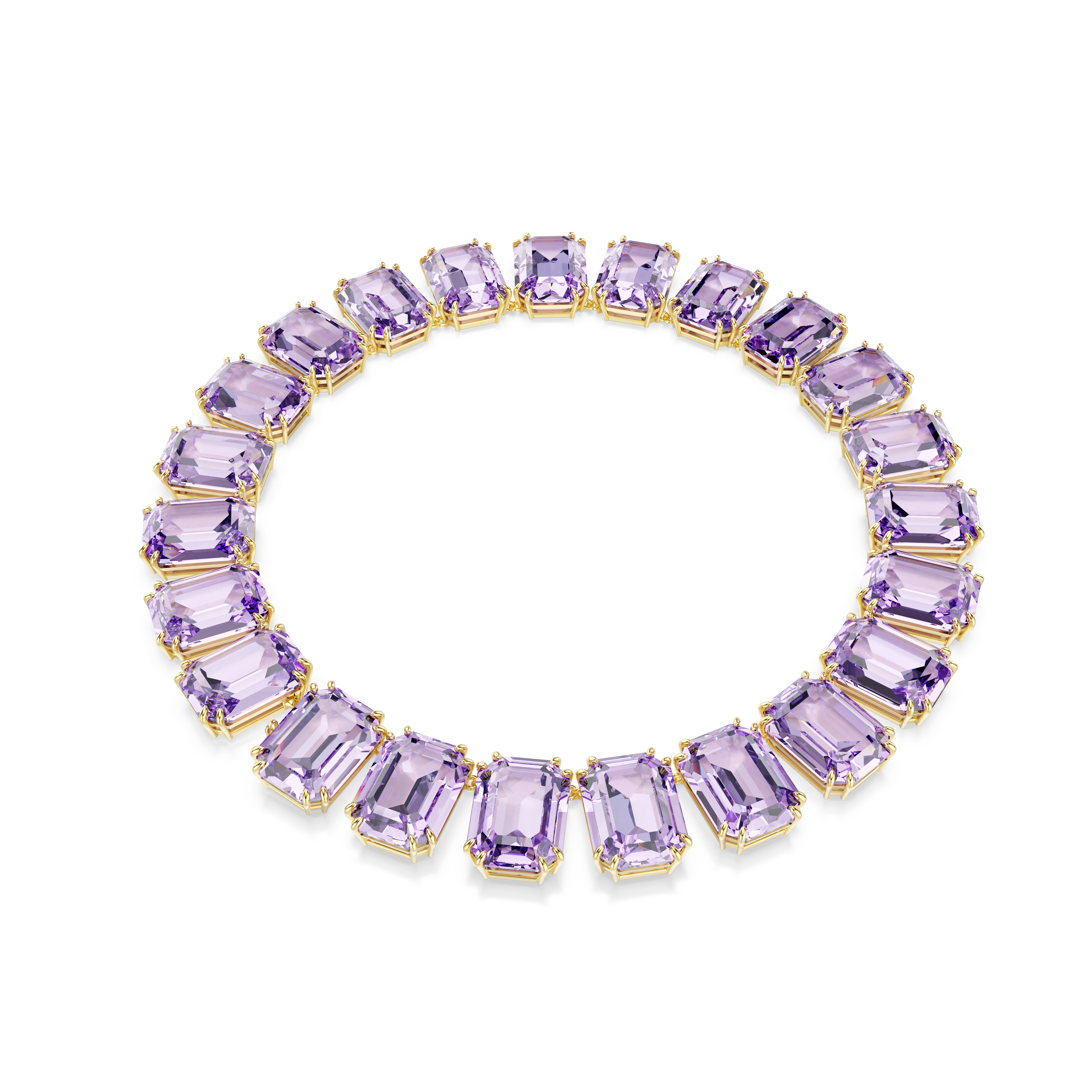 Swarovski Millenia necklace, Oversized crystals, Octagon cut, Purple, Gold-tone plated 5730323