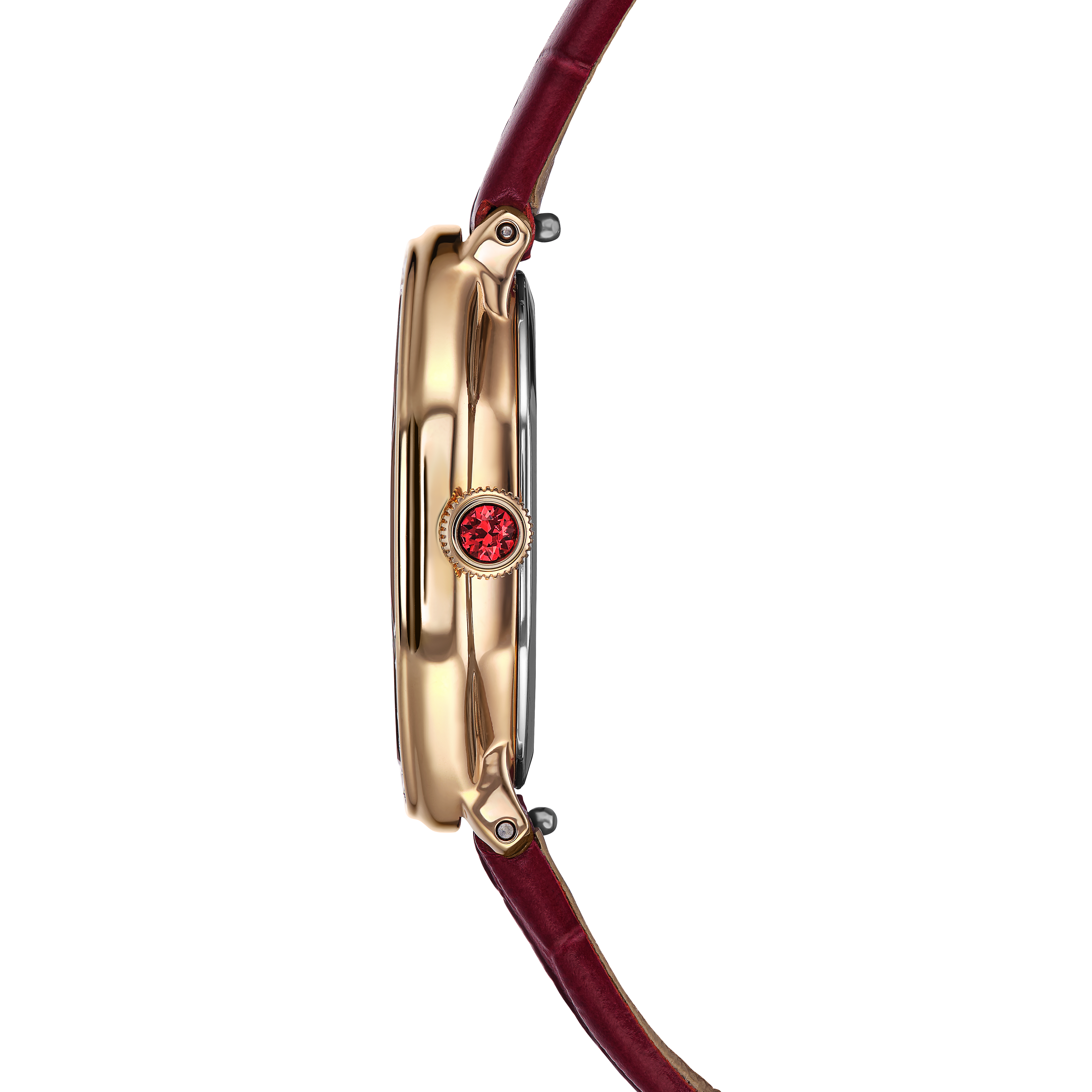 Swarovski Dextera octagon watch, Swiss Made, Leather strap, Red, Rose gold-tone finish 5730373