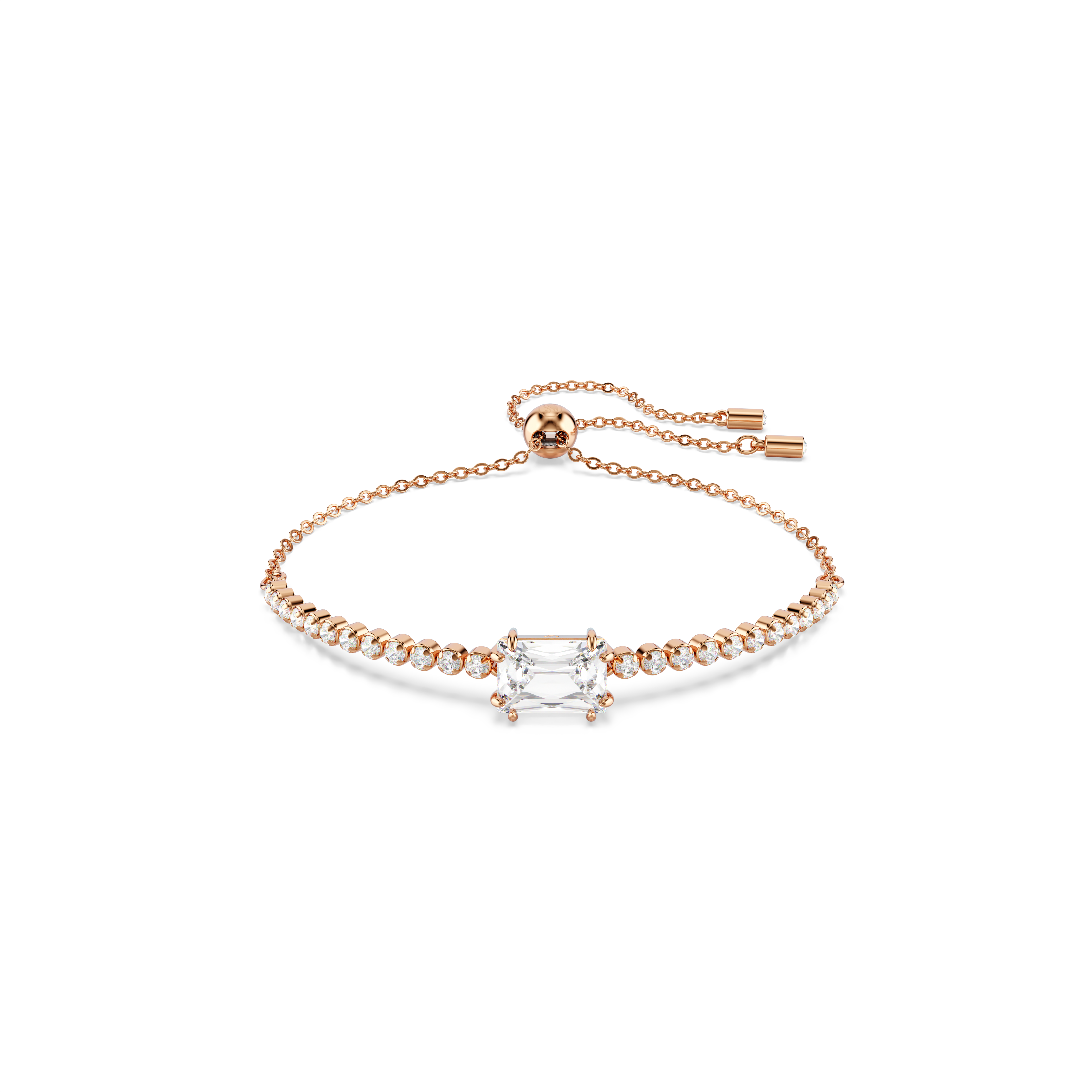 Swarovski Matrix Tennis bracelet, Mixed cuts, White, Rose gold-tone plated 5730706