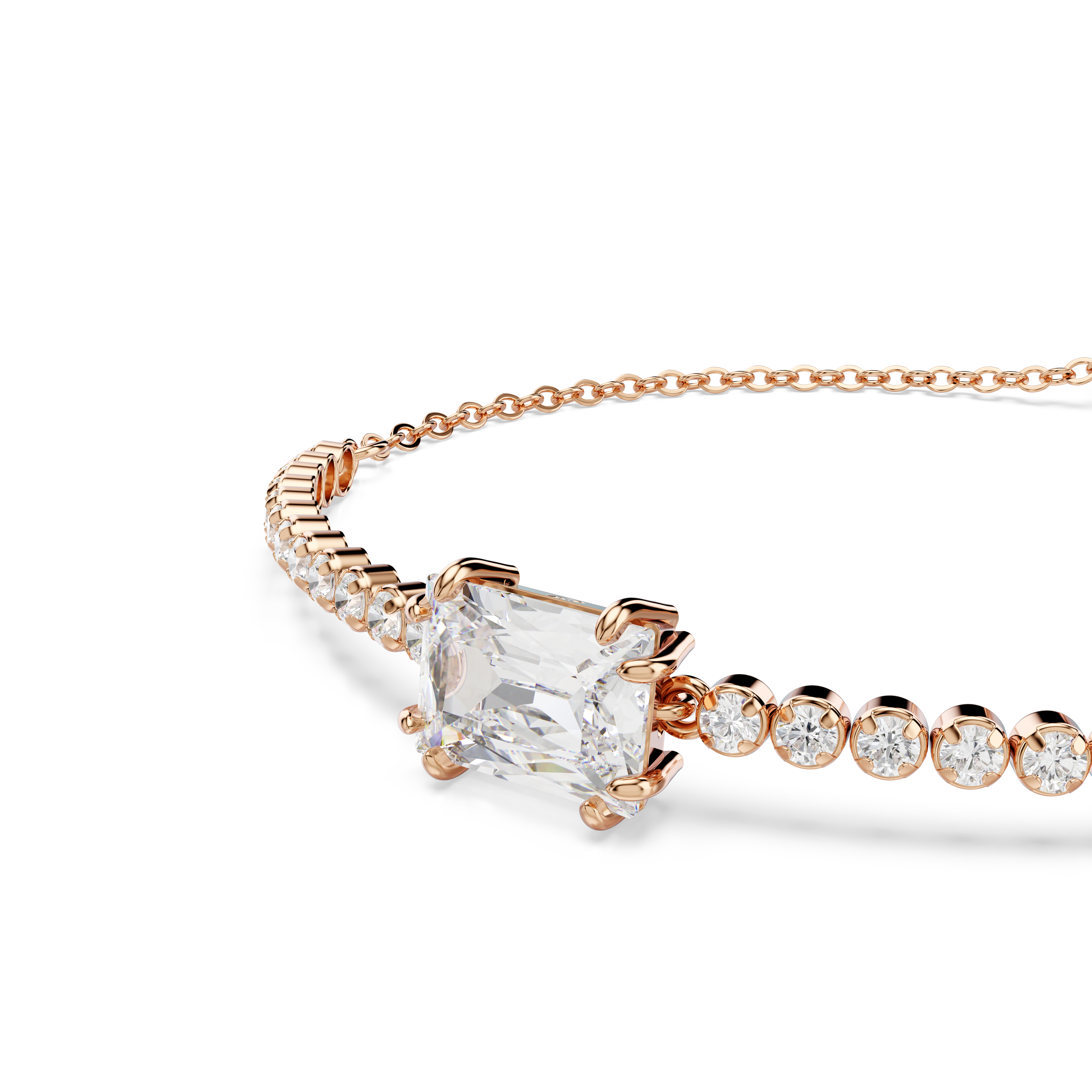 Swarovski Matrix Tennis bracelet, Mixed cuts, White, Rose gold-tone plated 5730706