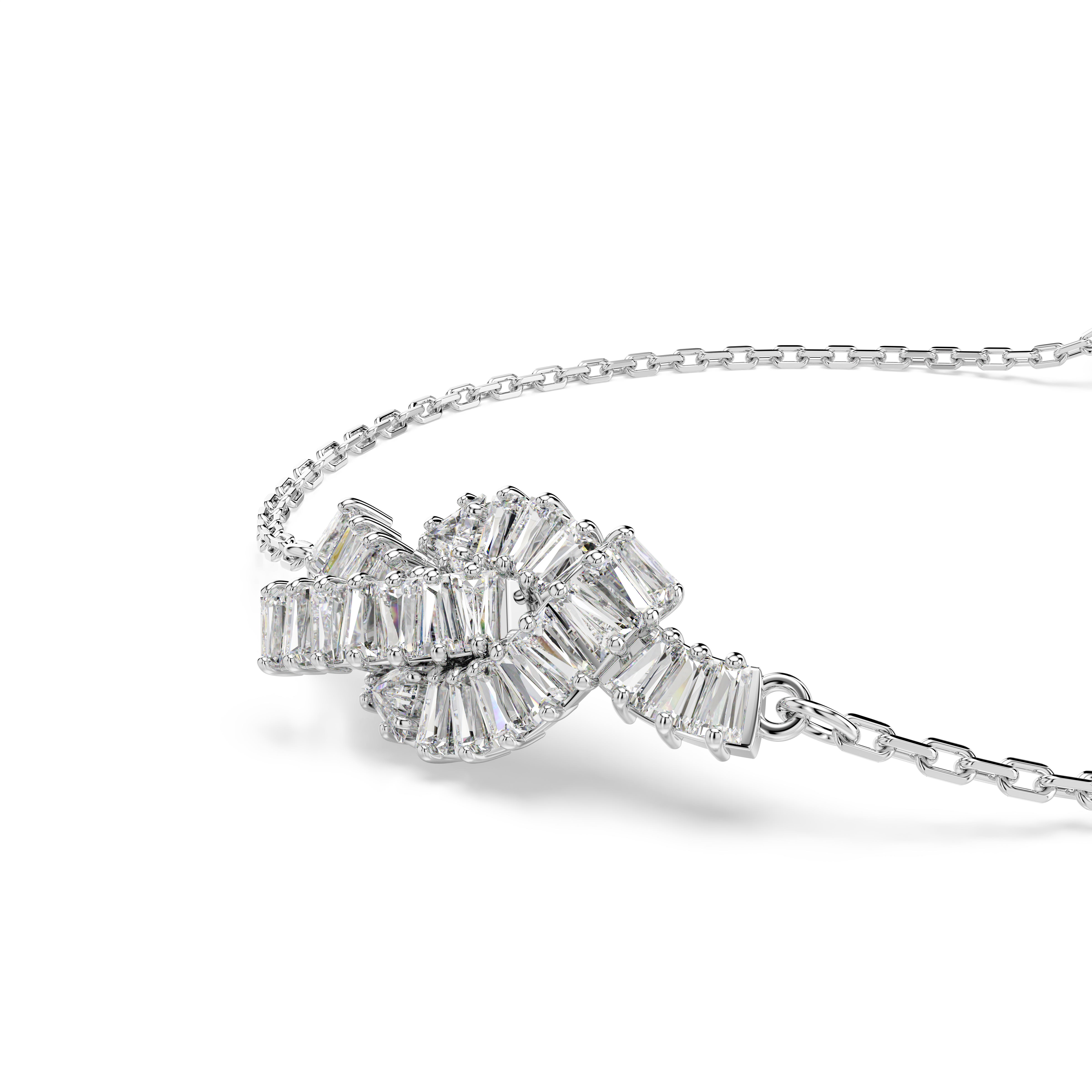 Swarovski Matrix bracelet, Baguette cut, Knot, White, Rhodium plated 5731101