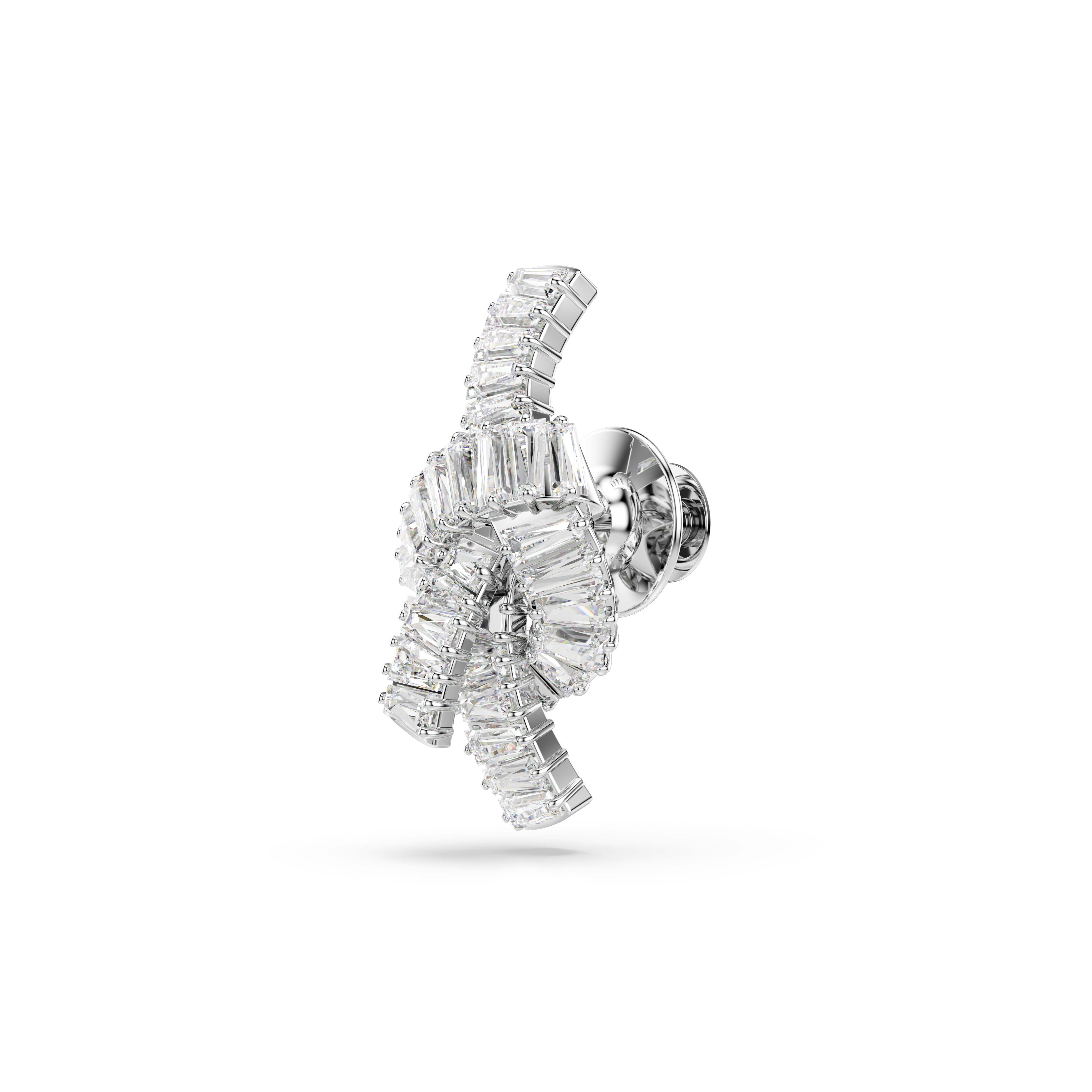 Swarovski Matrix tack pin, Baguette cut, Knot, White, Rhodium plated 5731102