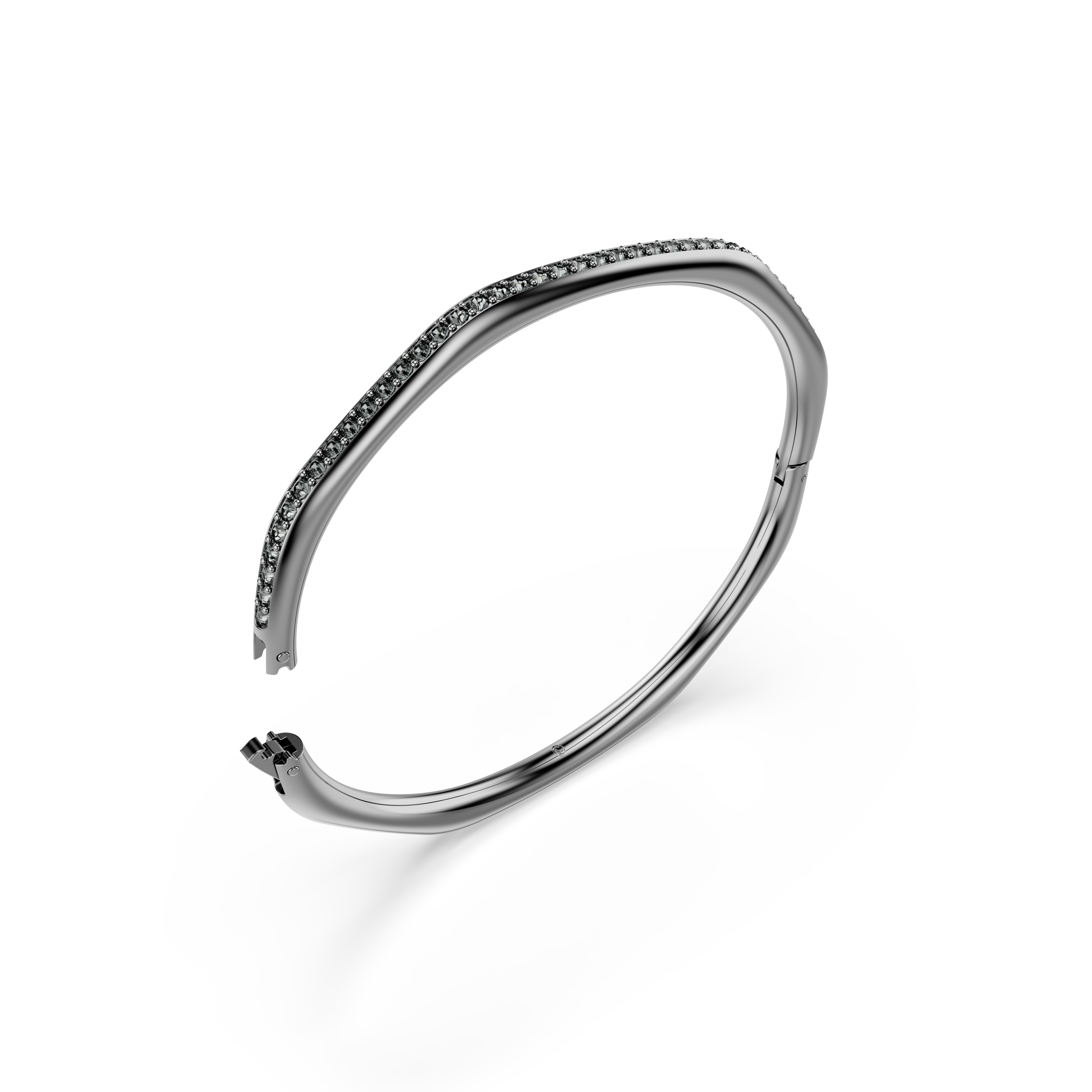 Swarovski Dextera bangle, Octagon shape, Round cut, White, Ruthenium plated 5732151