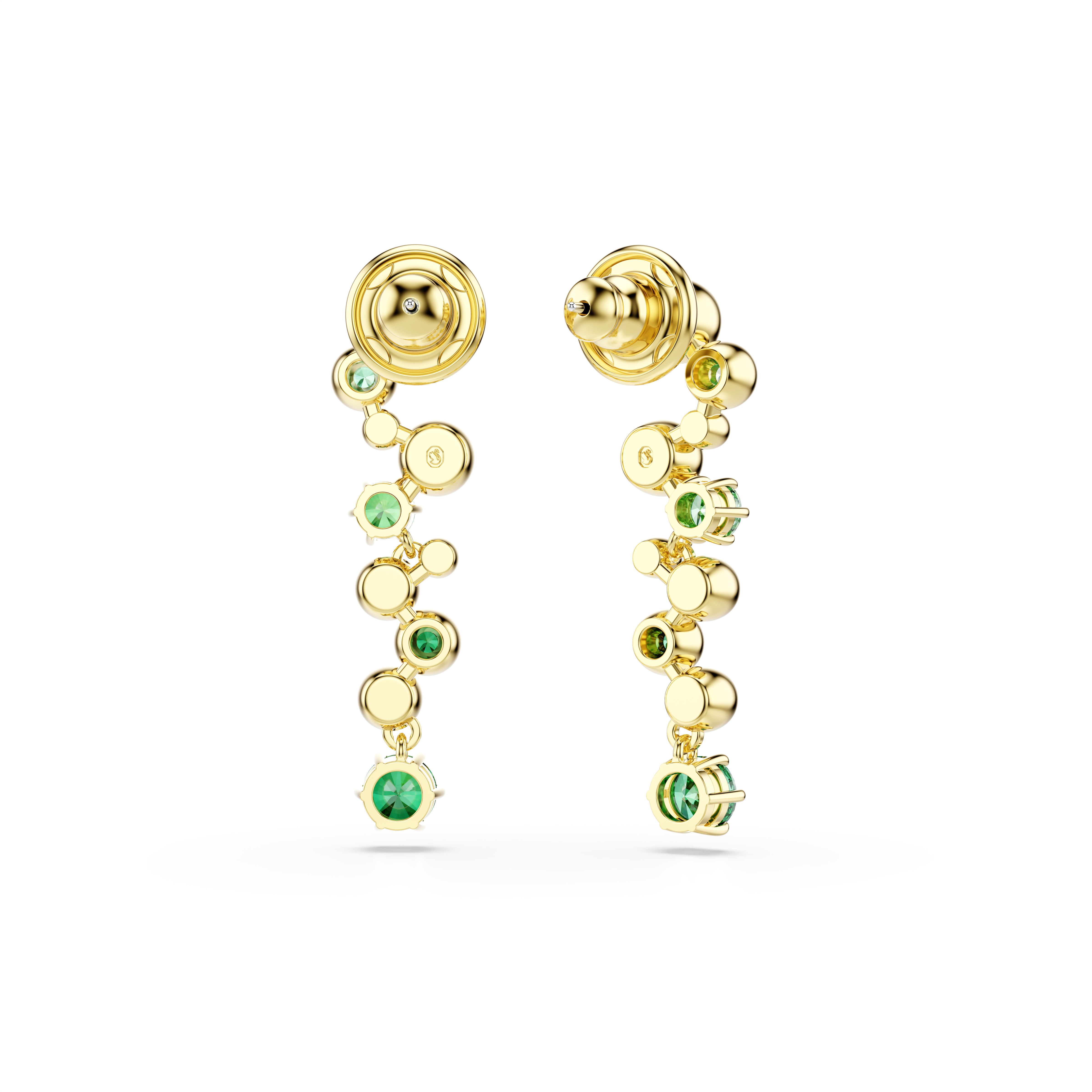 Swarovski Constella drop earrings, Mixed cuts, Green, Gold-tone plated 5732248