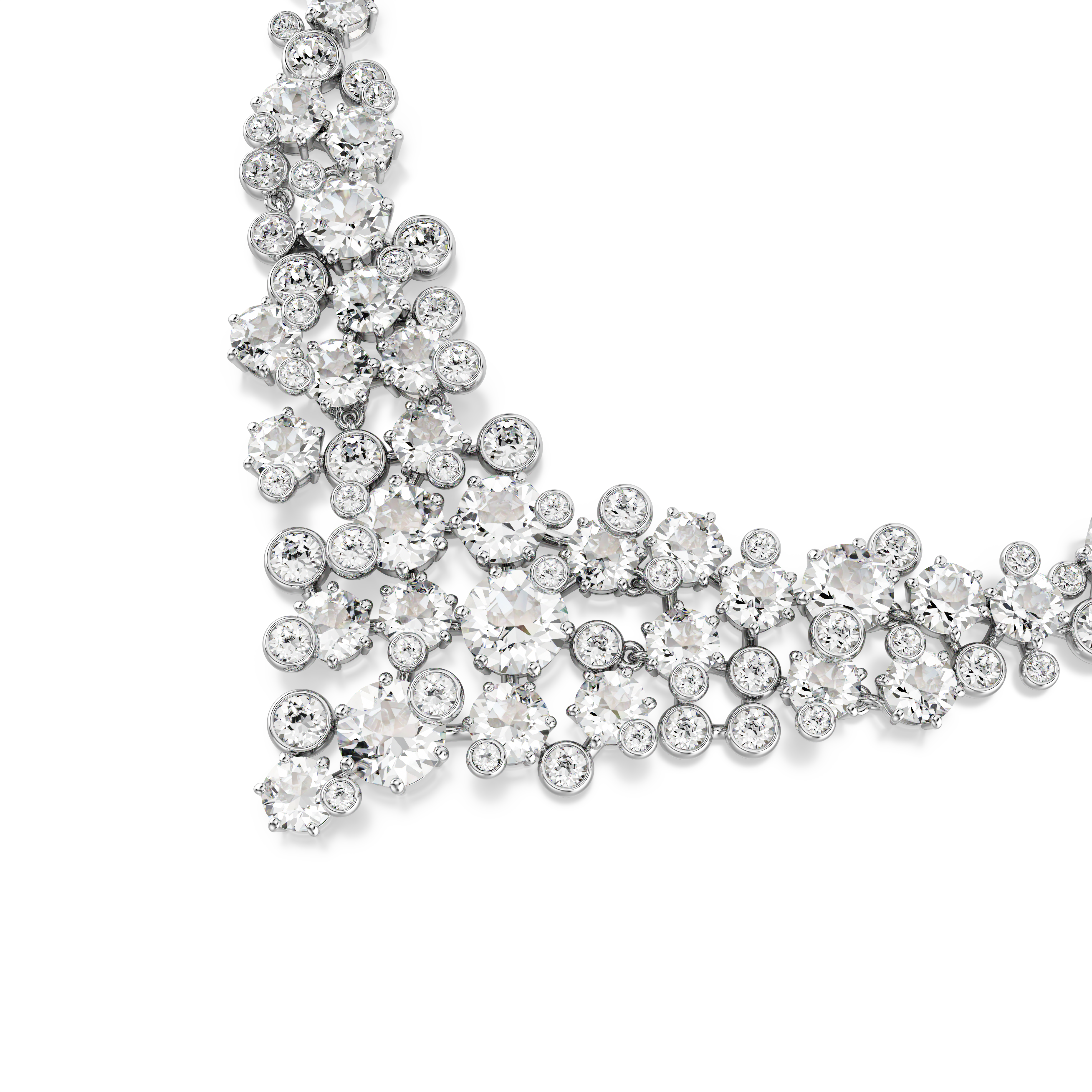 Swarovski Constella necklace, Mixed cuts, Clasp, White, Rhodium plated 5732249