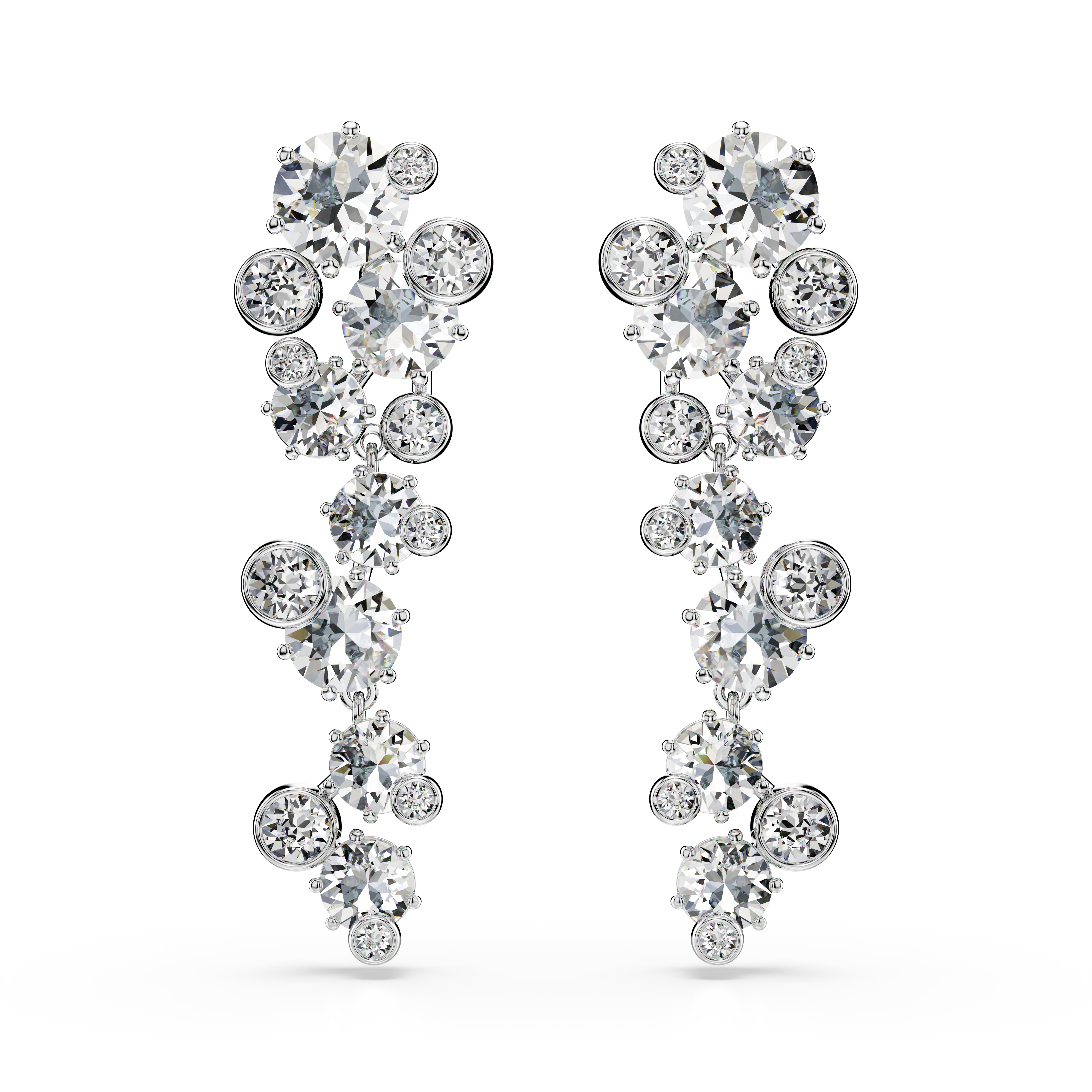 Swarovski Constella drop earrings, Mixed cuts, White, Rhodium plated 5732252