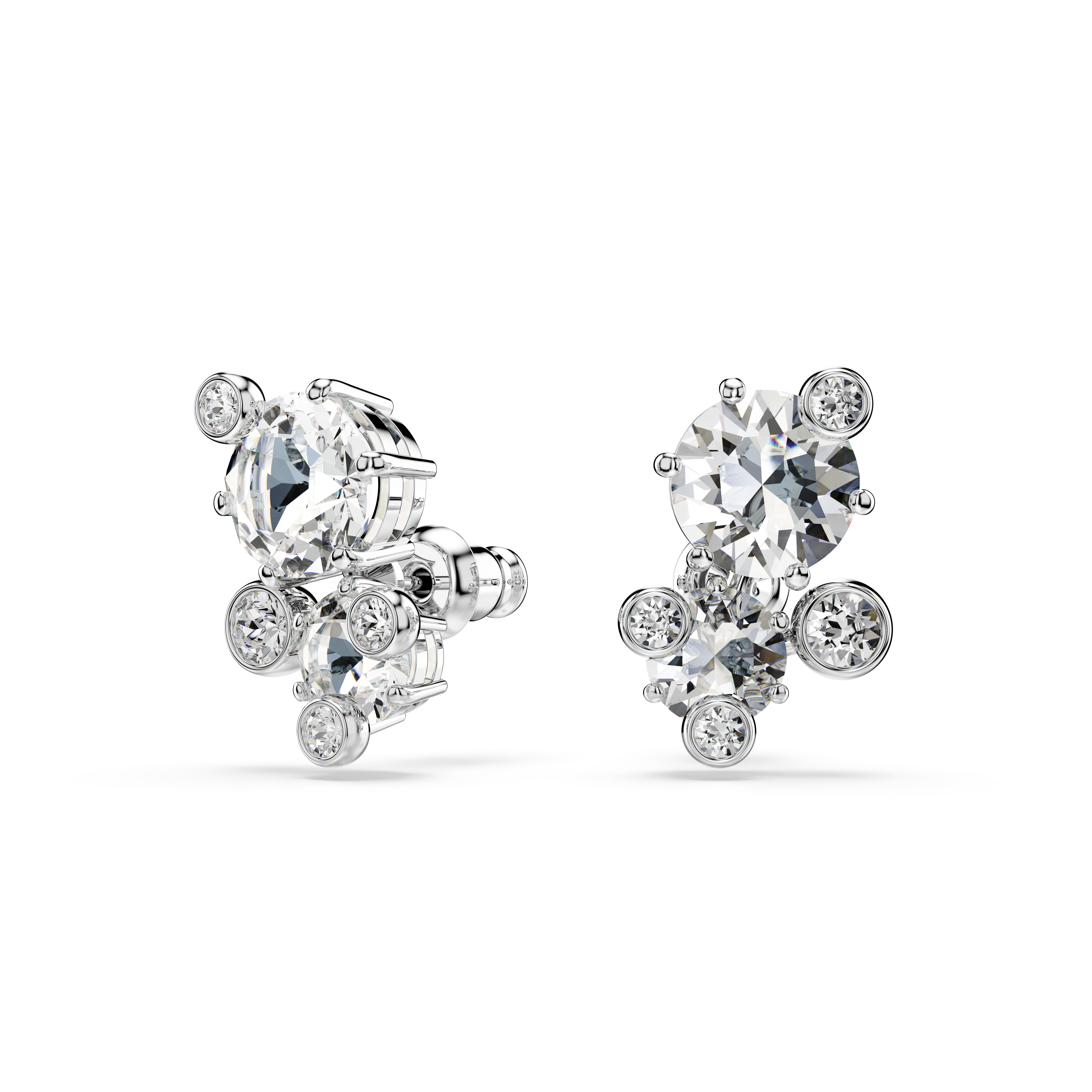 Swarovski Constella stud earrings, Round cut, White, Rhodium plated 5732253