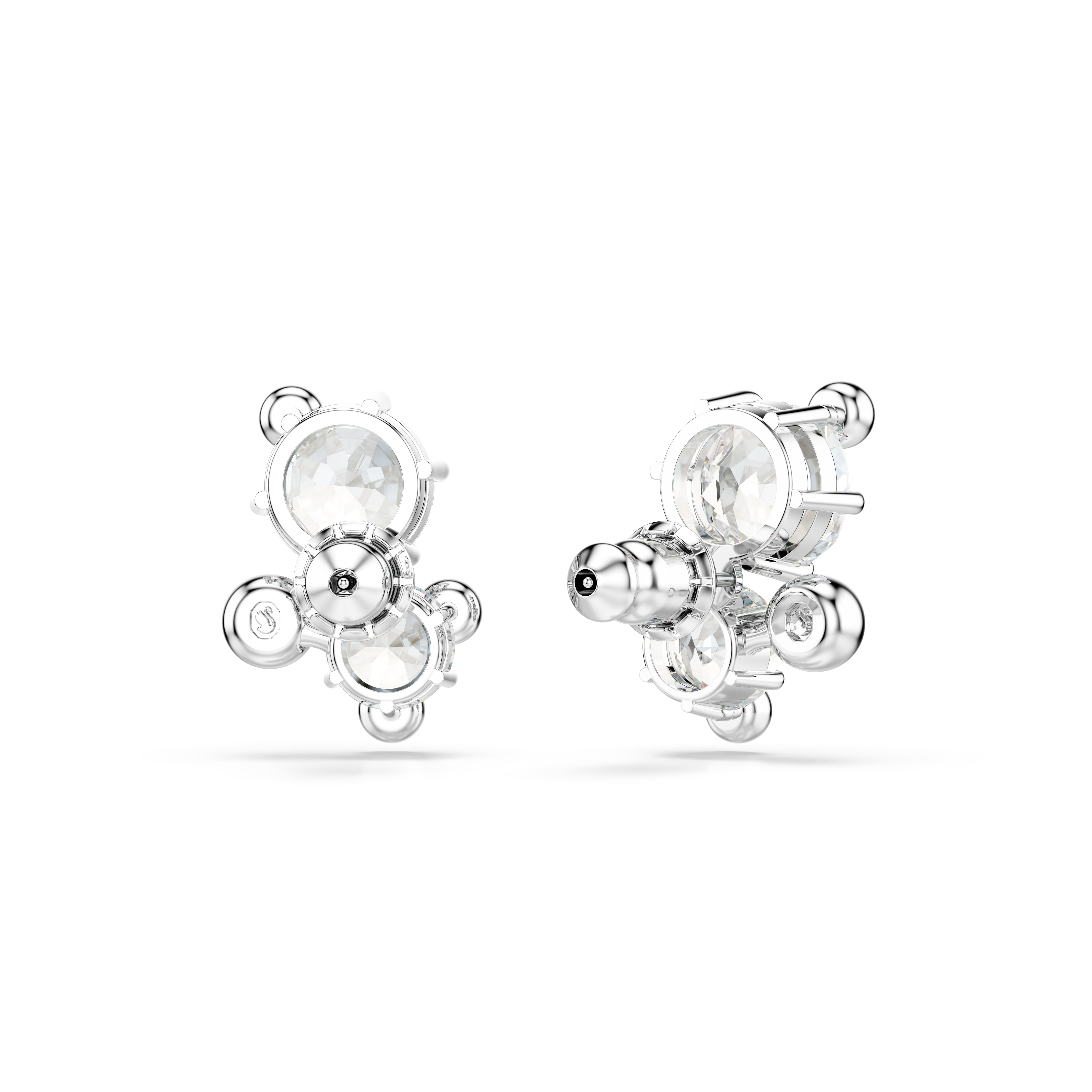 Swarovski Constella stud earrings, Round cut, White, Rhodium plated 5732253
