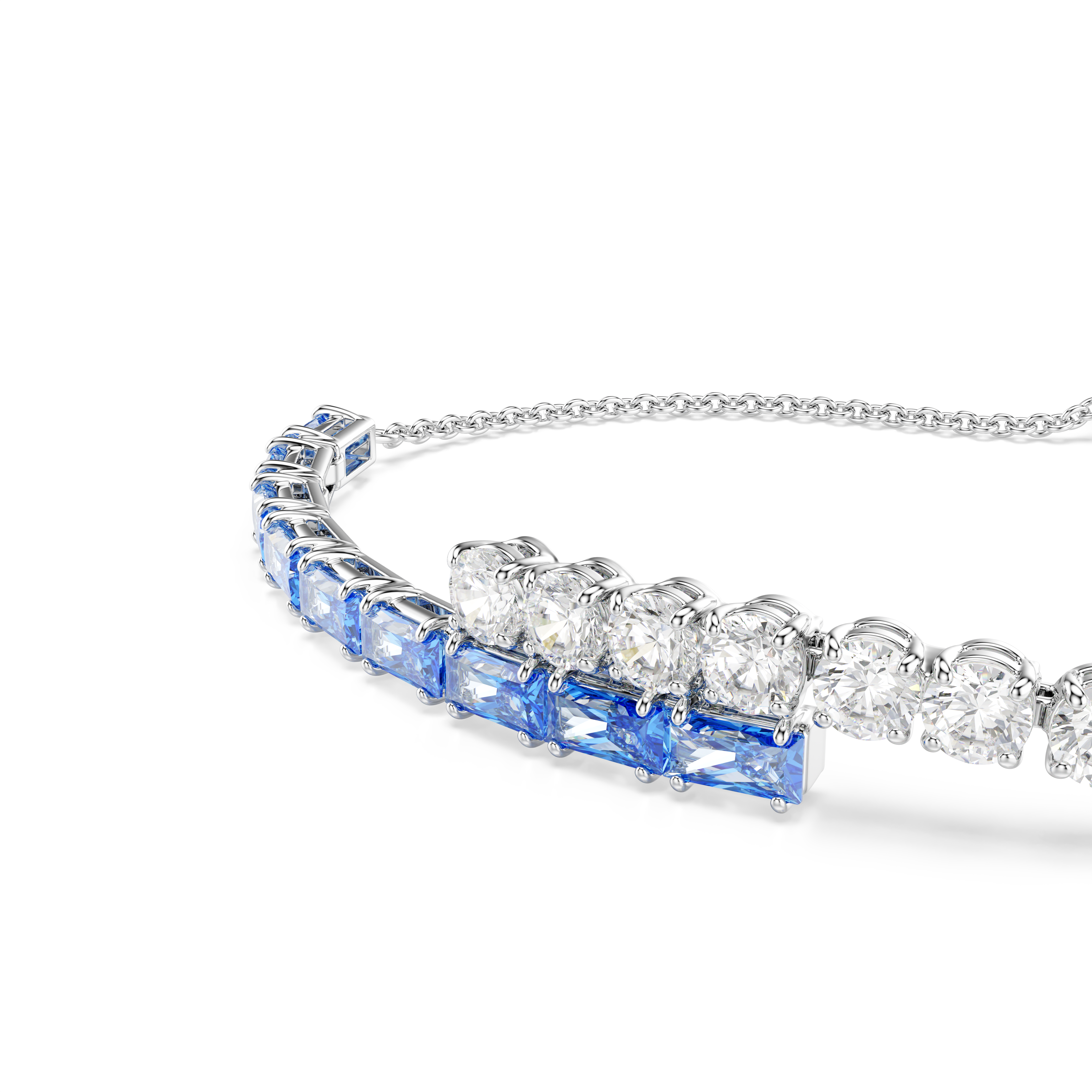 Swarovski Matrix Tennis bracelet, Mixed cuts, Blue, Rhodium plated 5732266