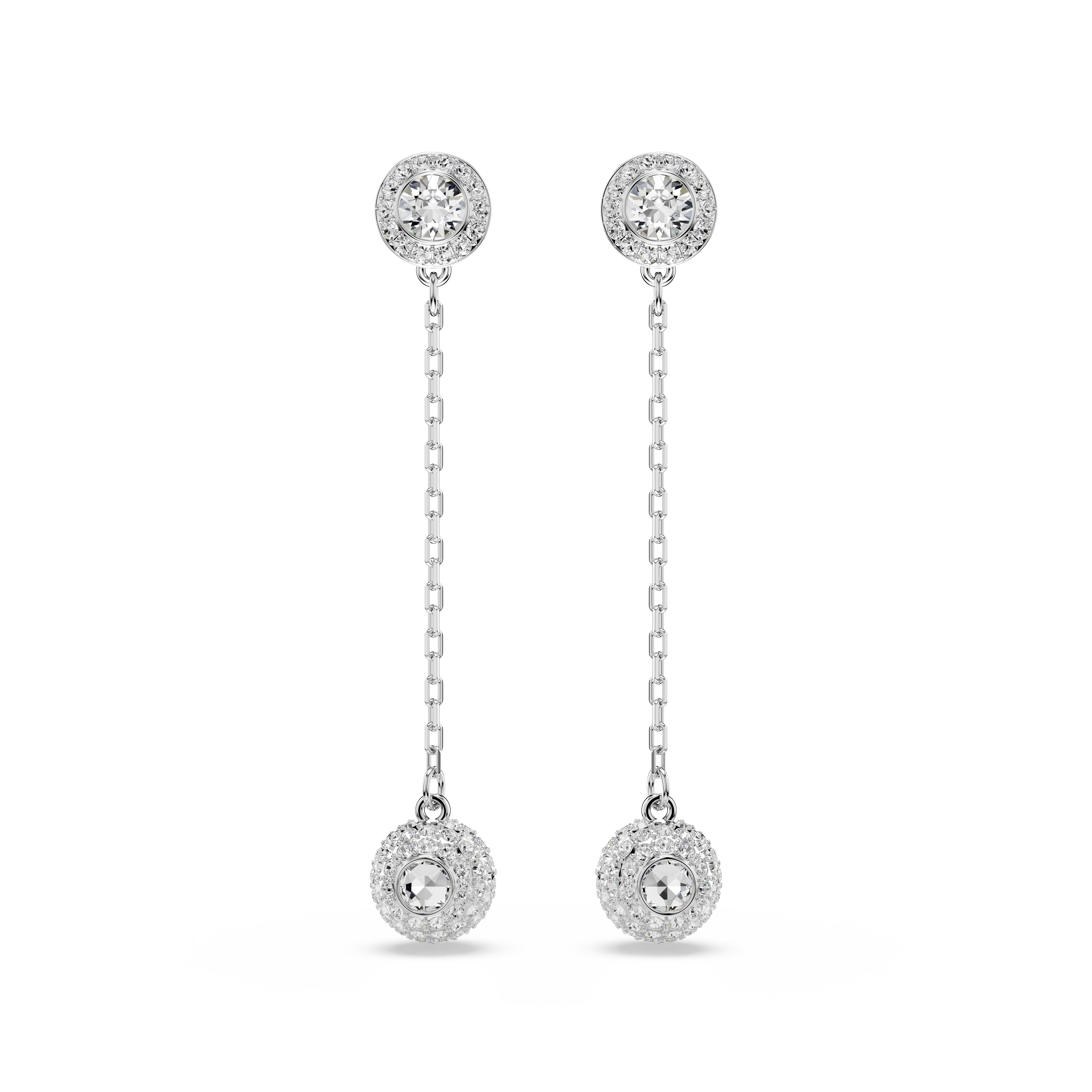 Swarovski Una Angelic drop earrings, Round cut, White, Rhodium plated 5732273