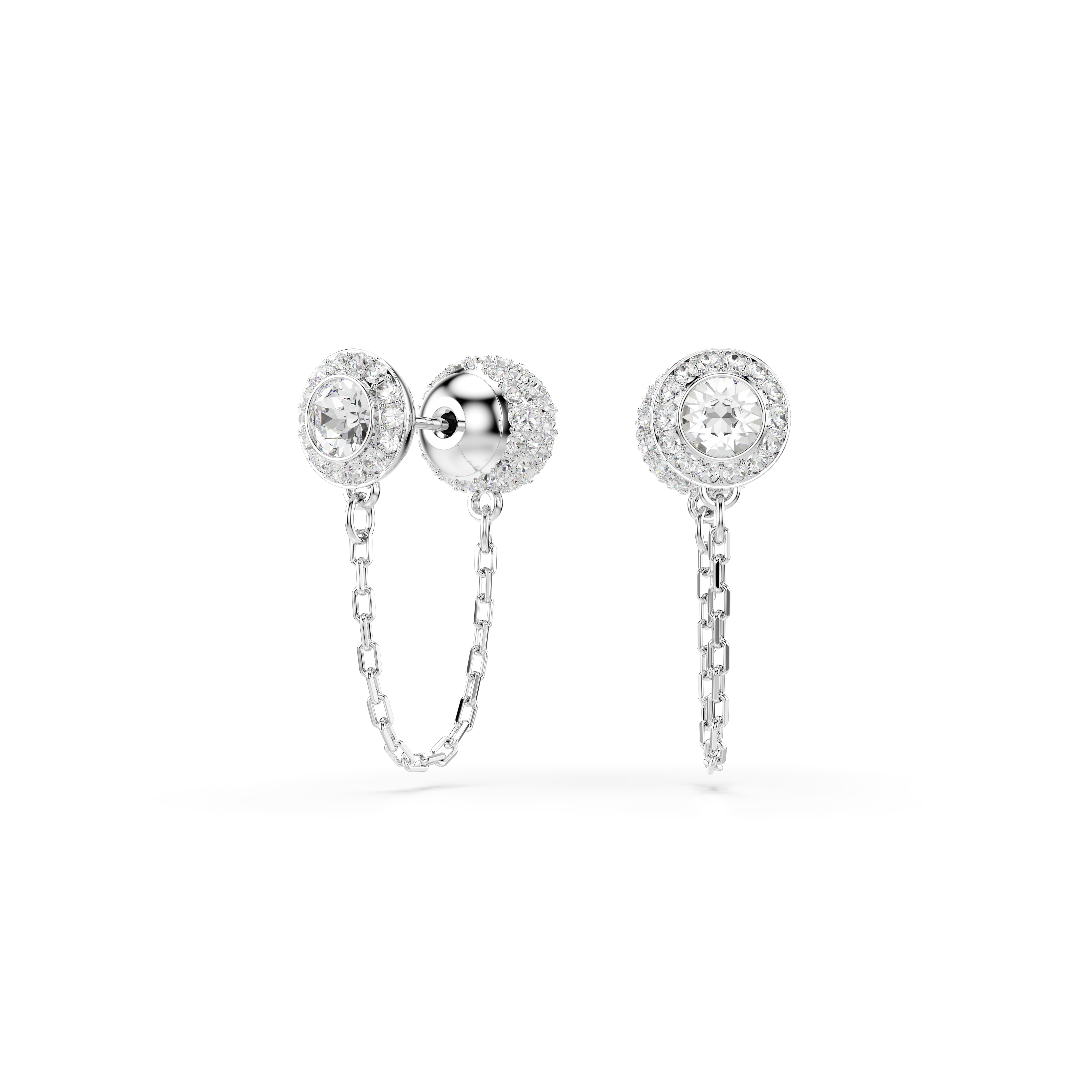 Swarovski Una Angelic drop earrings, Round cut, White, Rhodium plated 5732273