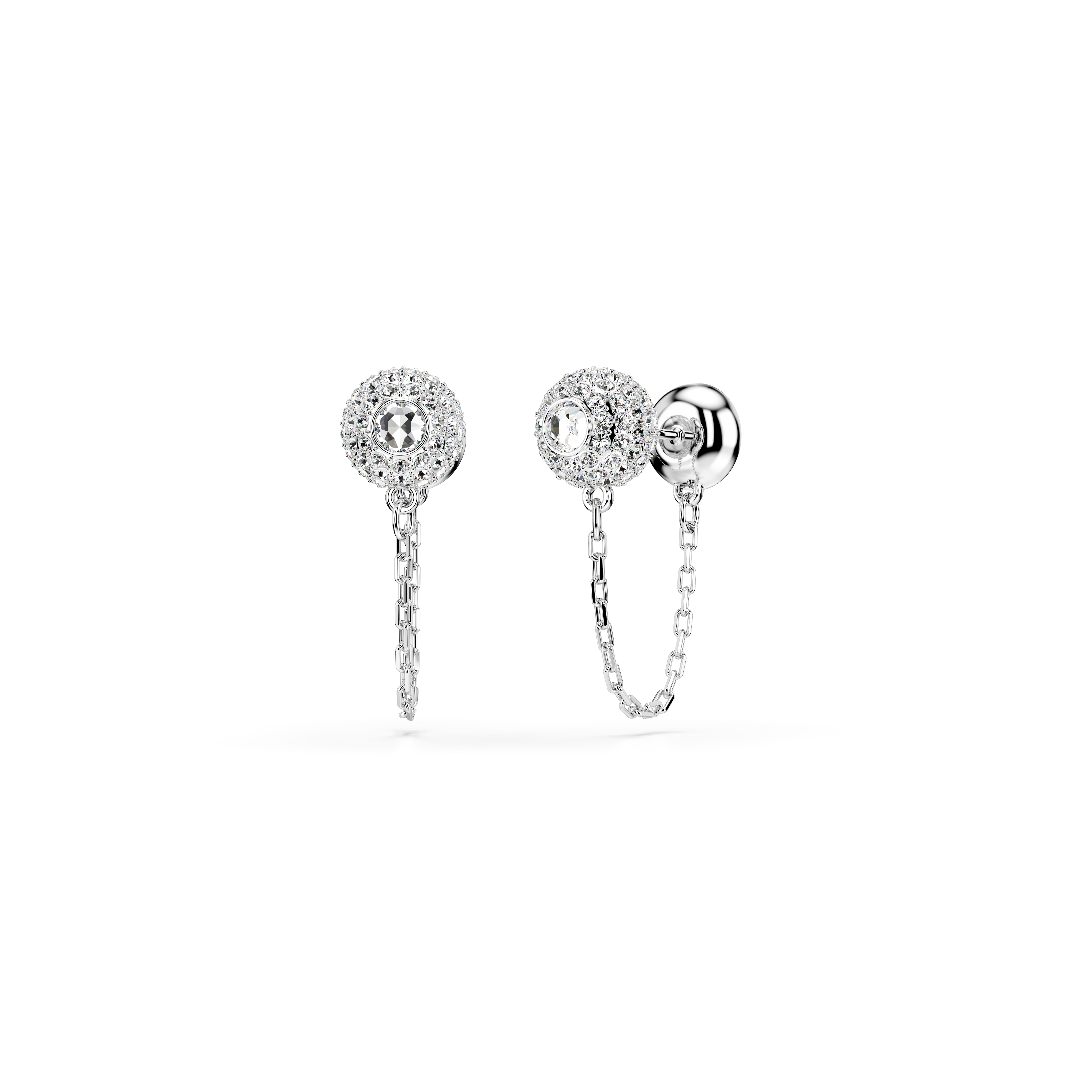 Swarovski Una Angelic drop earrings, Round cut, White, Rhodium plated 5732273