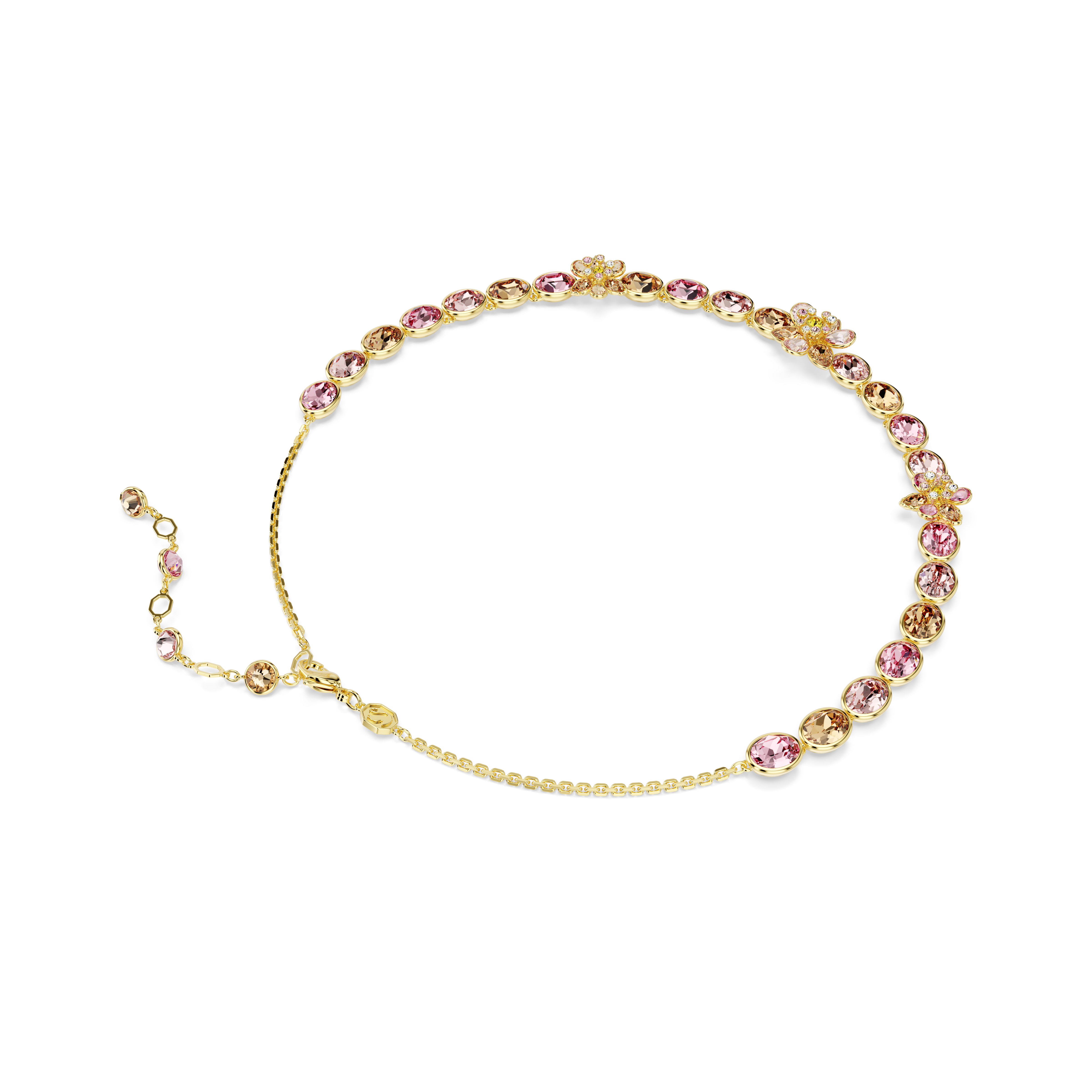 Swarovski Idyllia necklace, Mixed cuts, Flower, Multicolored, Gold-tone plated 5732385