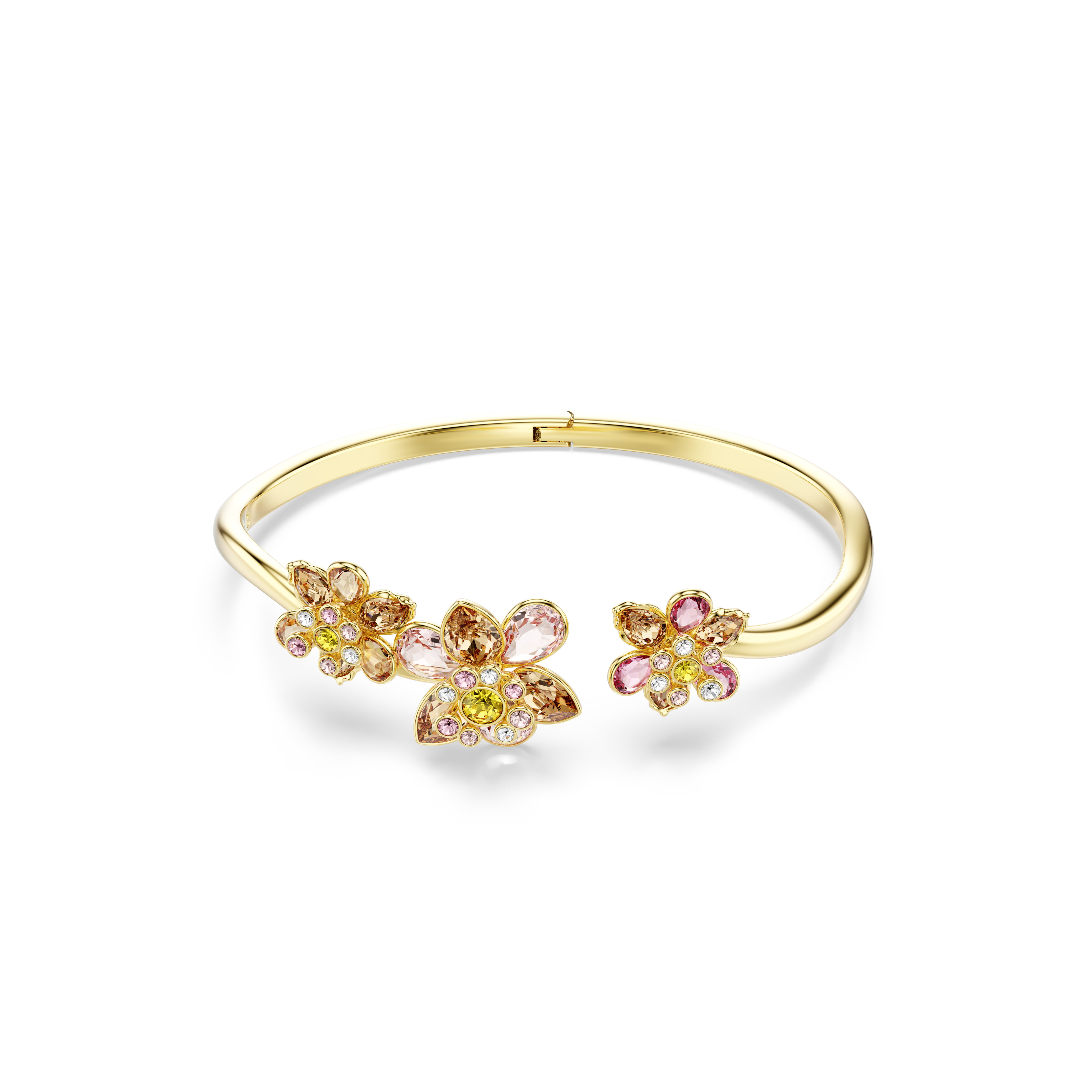 Swarovski Idyllia bangle, Mixed cuts, Flower, Multicolored, Gold-tone plated 5732387