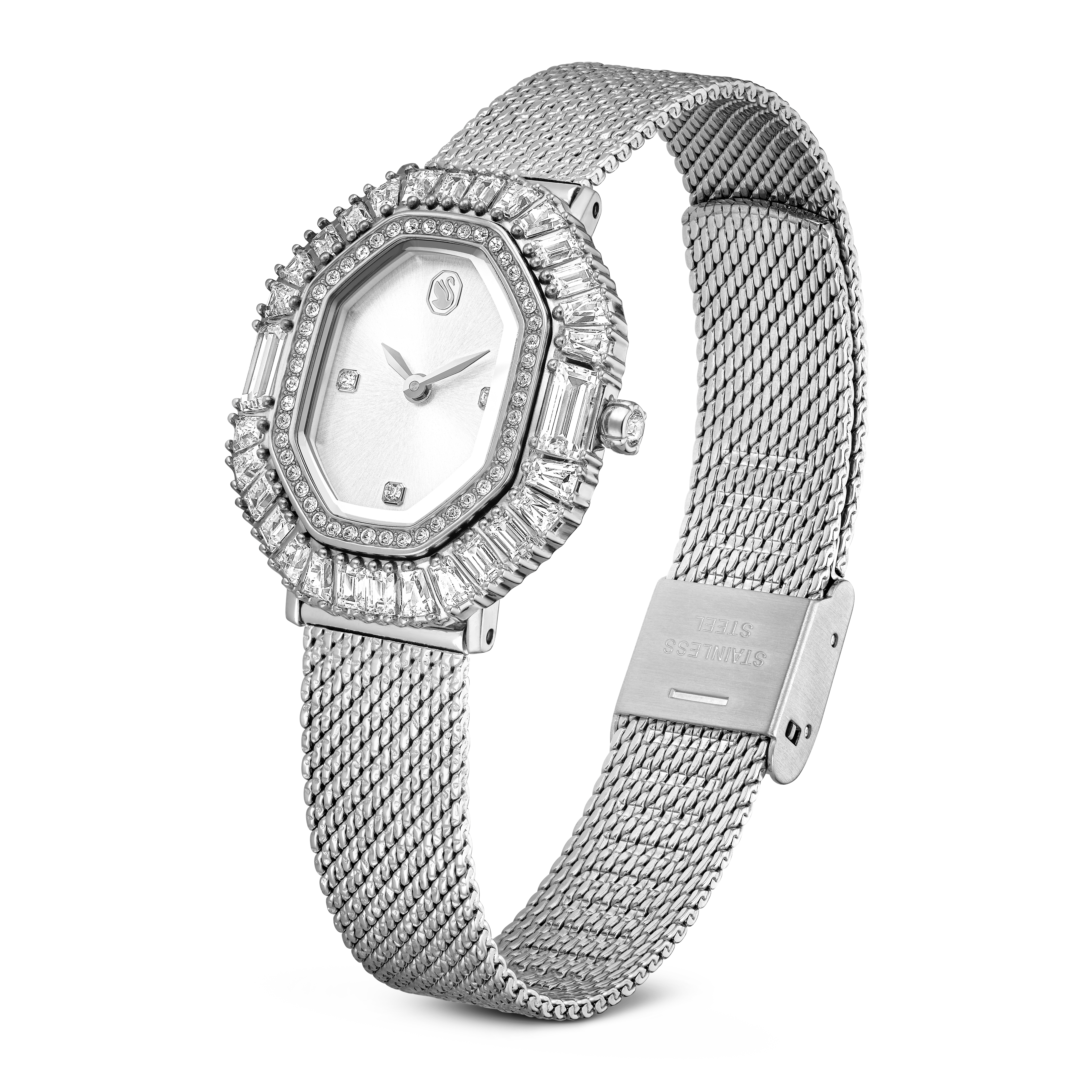 Swarovski Matrix octagon watch, Metal bracelet, Silver tone, Stainless steel 5732498