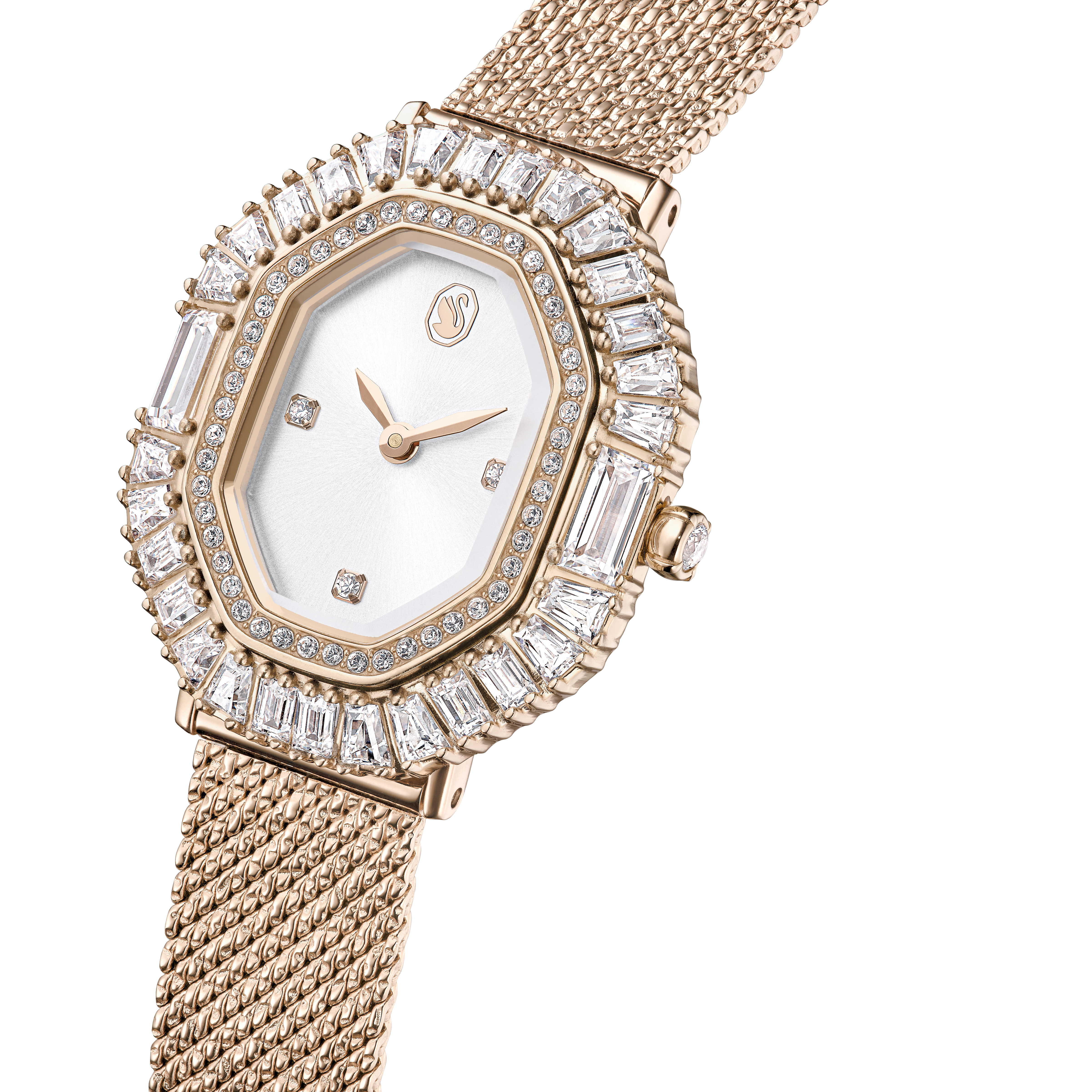 Swarovski Matrix octagon watch, Metal bracelet, Gold tone, Champagne gold-tone finish 5732501