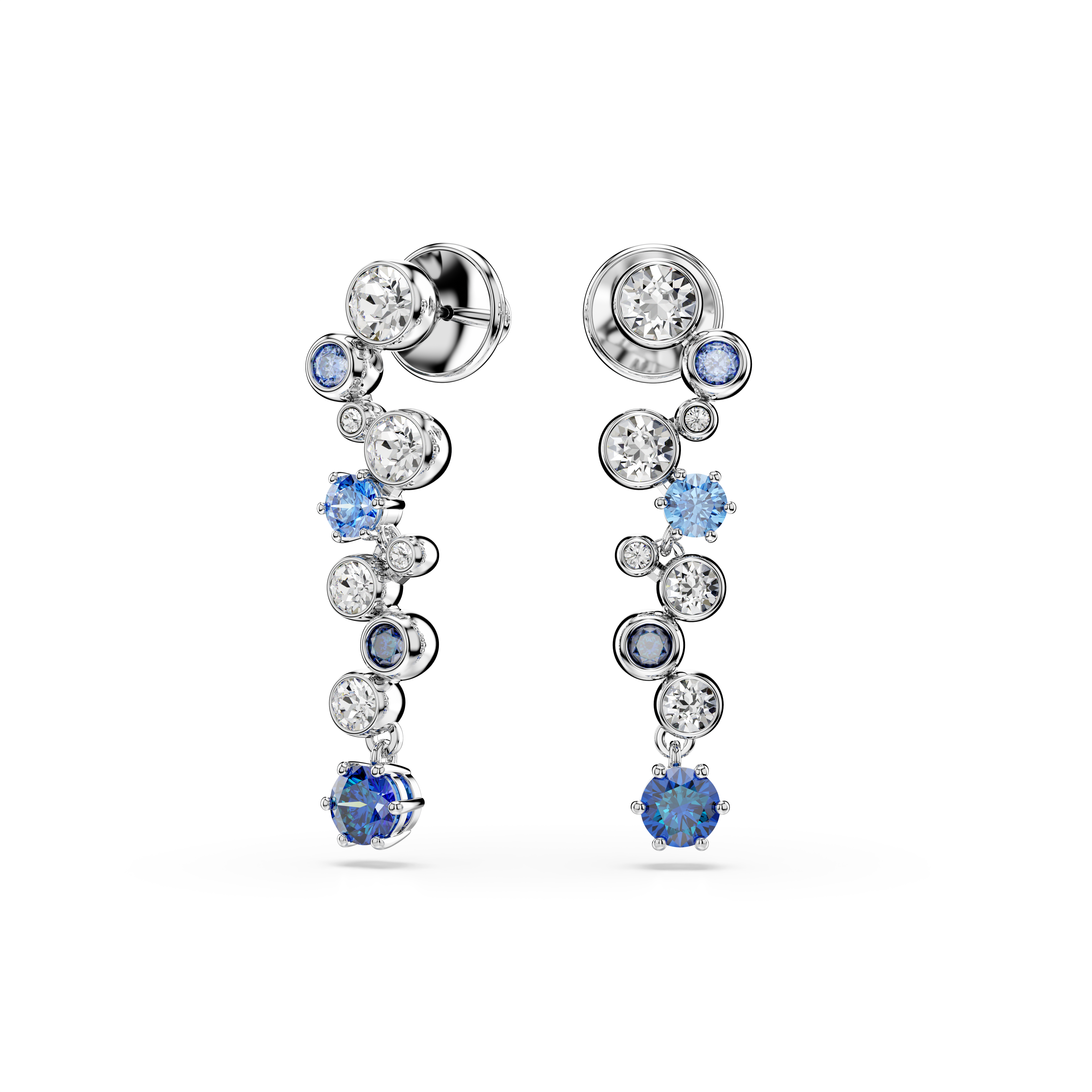 Swarovski Constella drop earrings, Mixed cuts, Blue, Rhodium plated 5732775