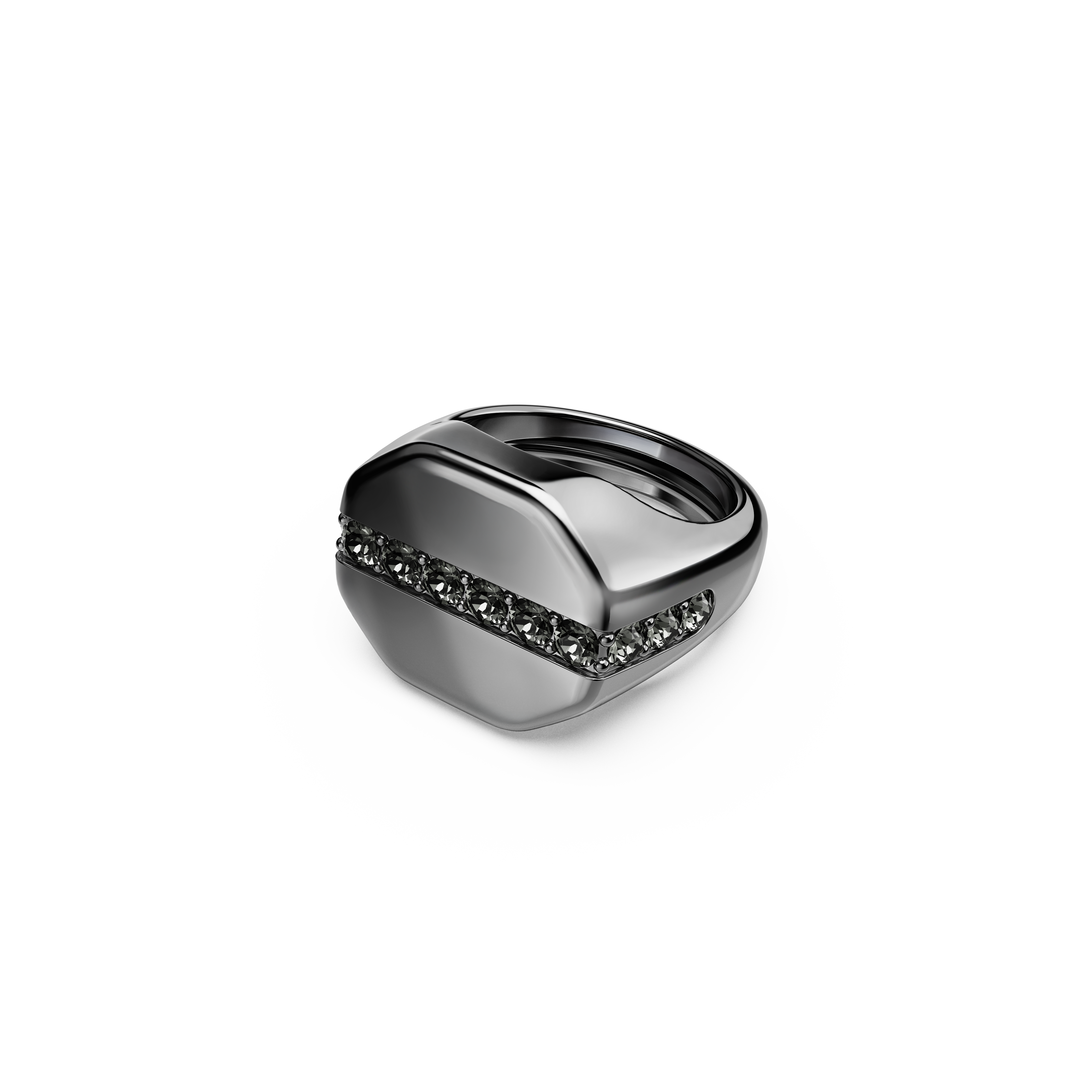 Swarovski Dextera ring, Octagon shape, Round cut, Black, Ruthenium plated 5732869
