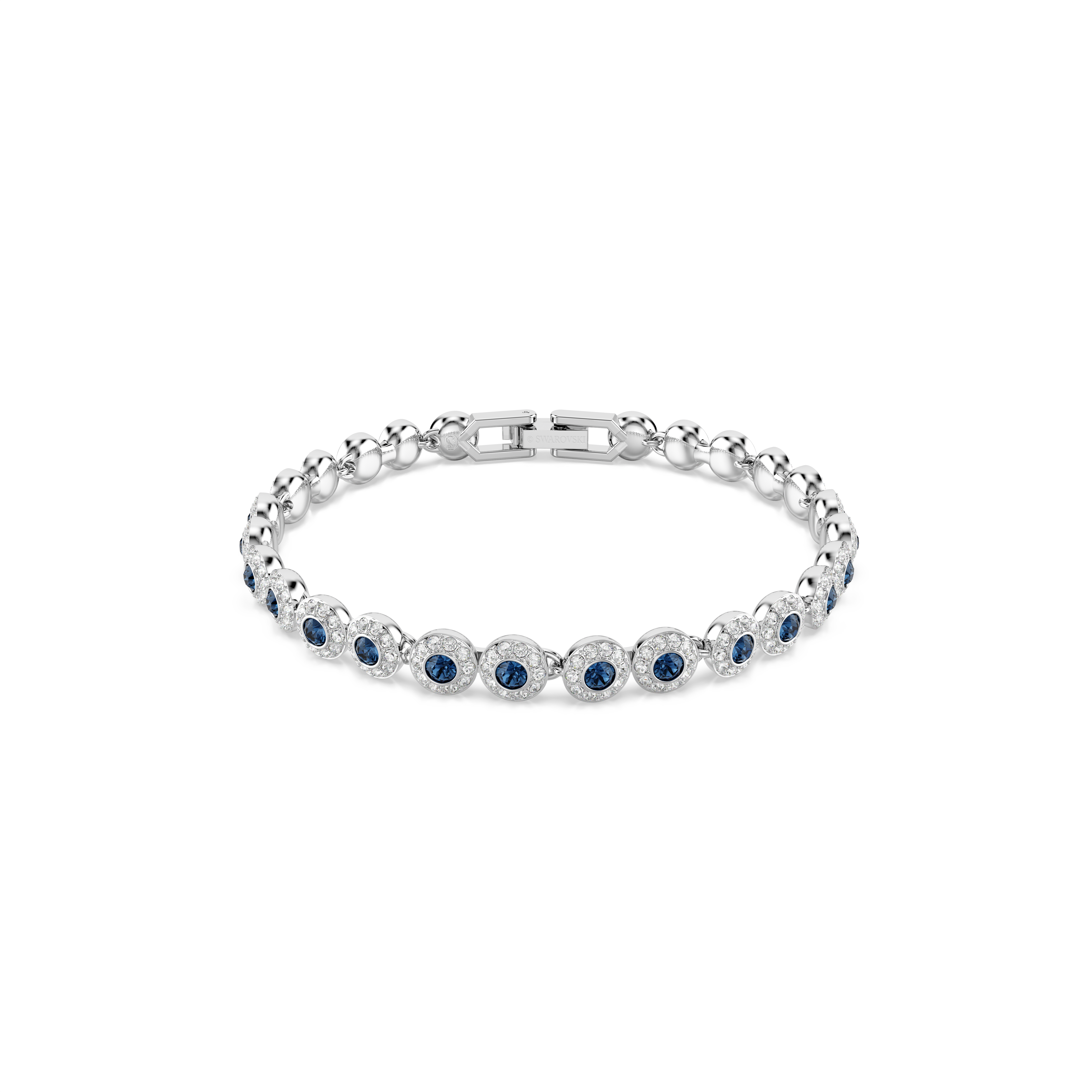 Swarovski Una Angelic bracelet, Round cut, Blue, Rhodium plated 5733401