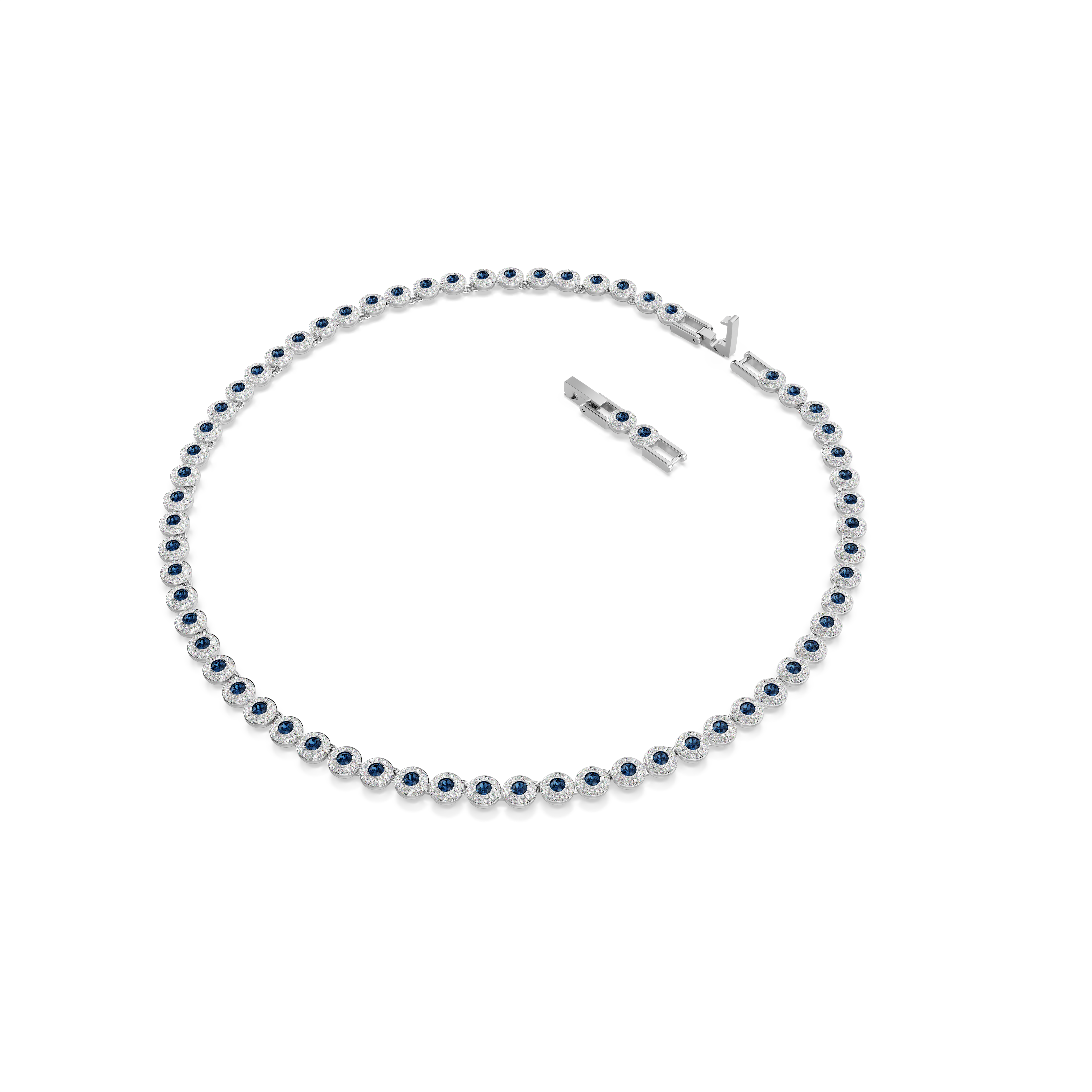 Swarovski Una Angelic necklace, Round cut, Blue, Rhodium plated 5733402