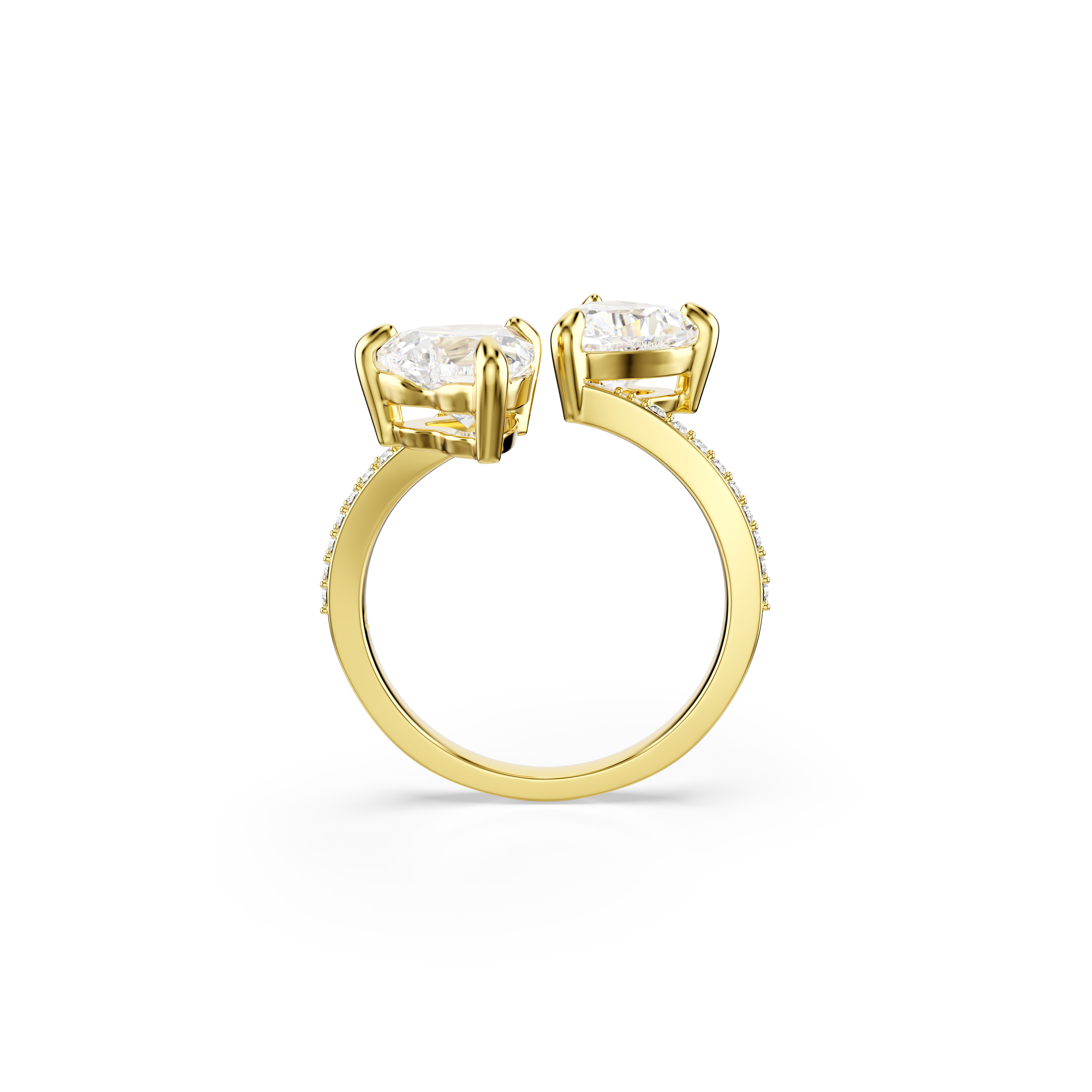 Swarovski Mesmera open ring, Heart cut, Pavé, White, Gold-tone plated 5733478