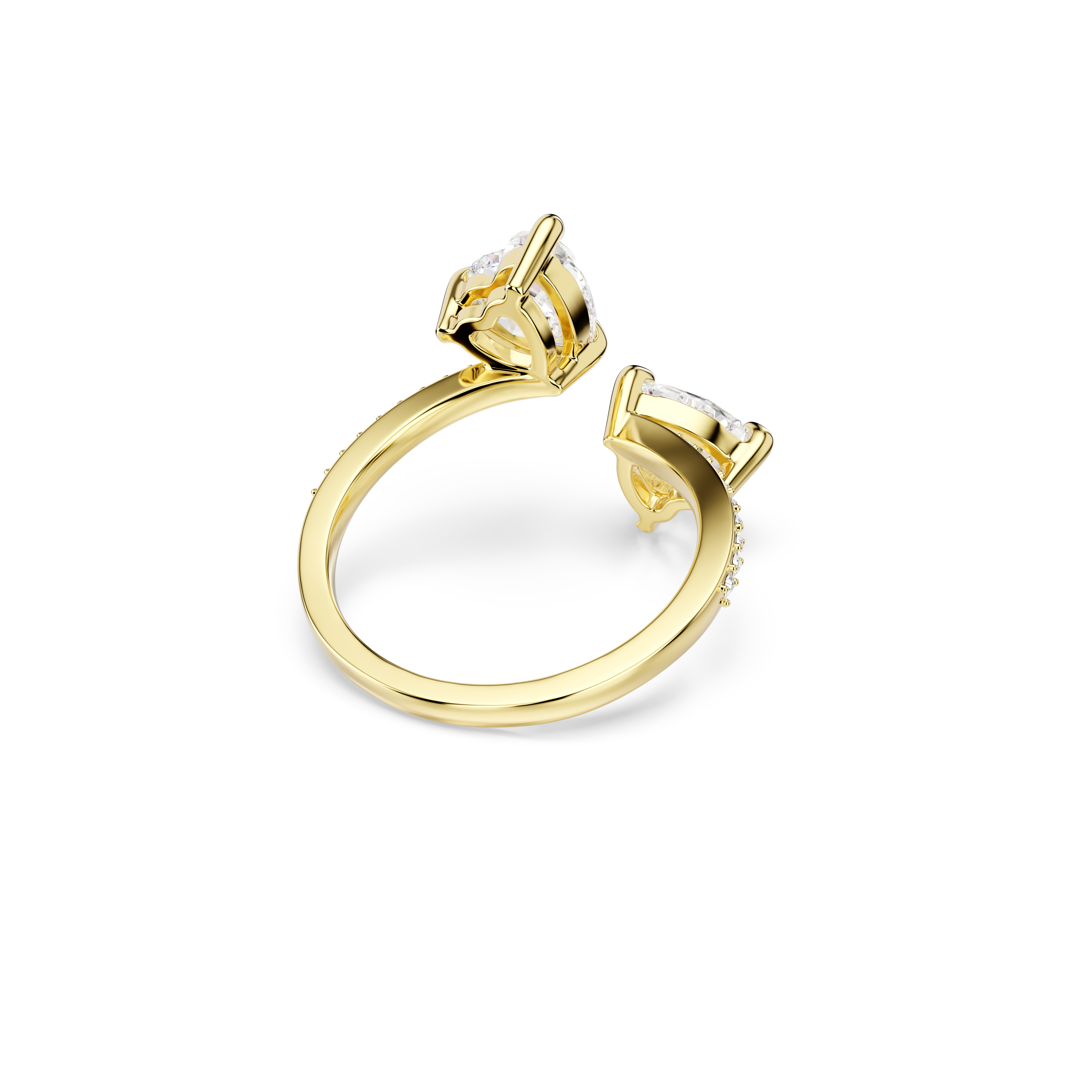 Swarovski Mesmera open ring, Heart cut, Pavé, White, Gold-tone plated 5733478