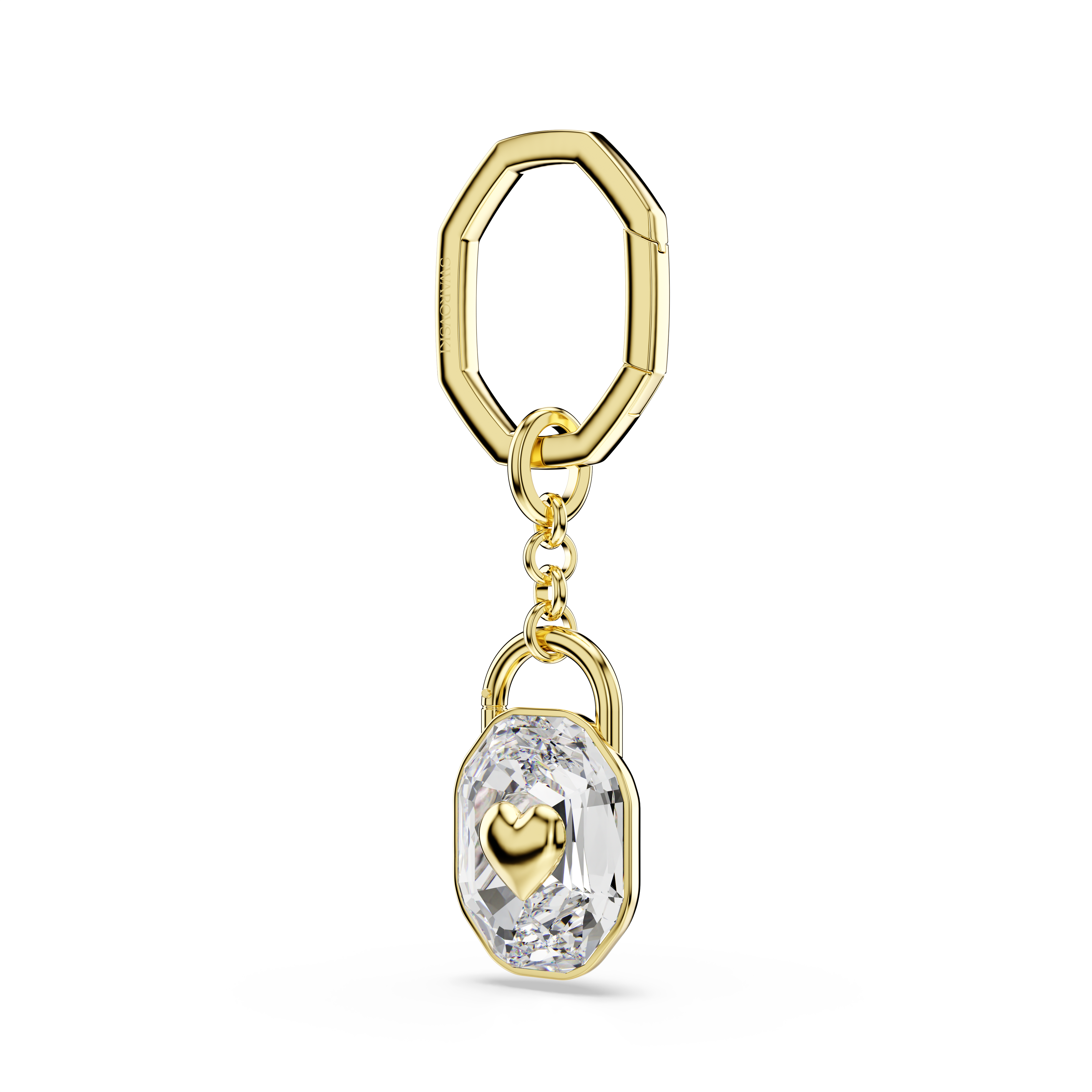 Swarovski Key ring, Oval cut, White, Gold-tone plated 5733765