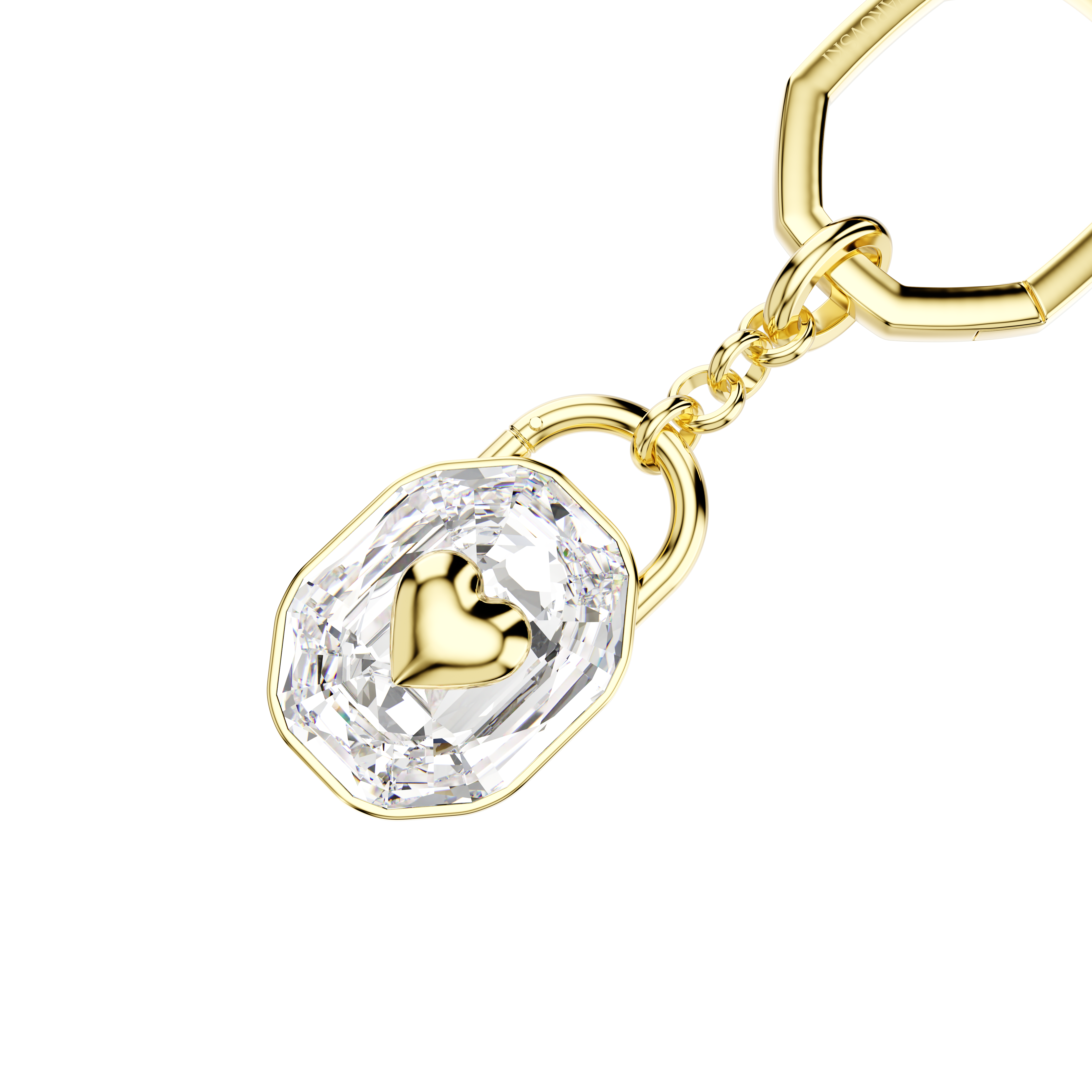 Swarovski Key ring, Oval cut, White, Gold-tone plated 5733765