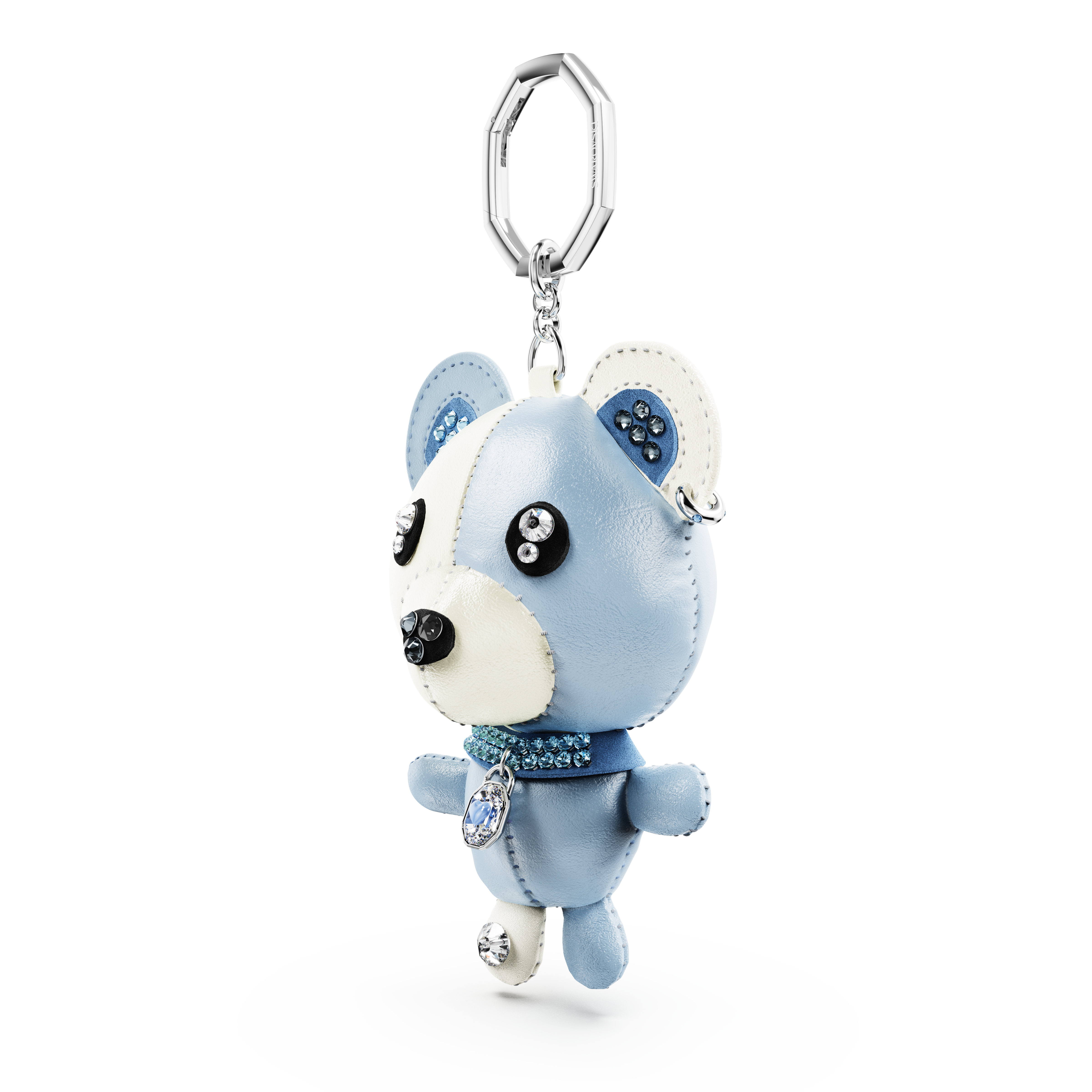 Swarovski Teddy bag charm, Bear, Blue, Rhodium plated 5733771